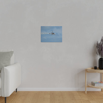 AutoGyro Flying From The Left With Smoke, Pilot Looking Over, Matte Canvas, Stretched, 0.75" - The Trio Synergize Group