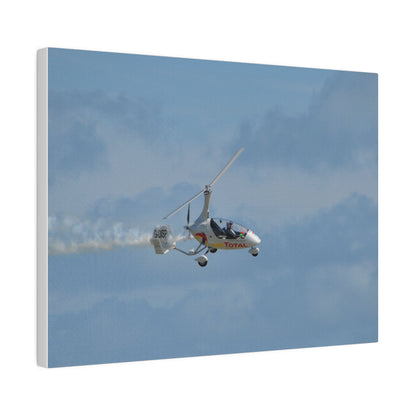 AutoGyro Flying With Smoke, With A slight Angle Canvas - The Trio Synergize Group