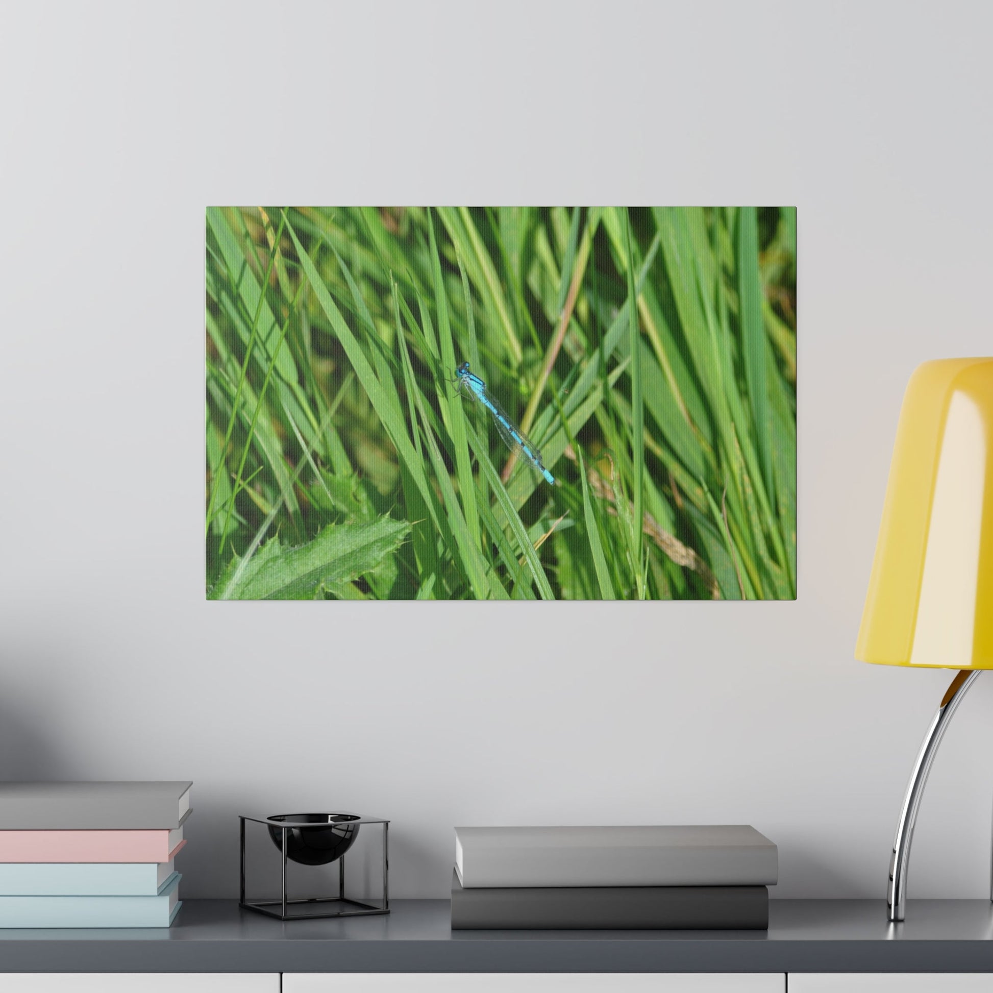 Blue Damselfly Resting, Matte Canvas, Stretched, 0.75" - The Trio Synergize Group