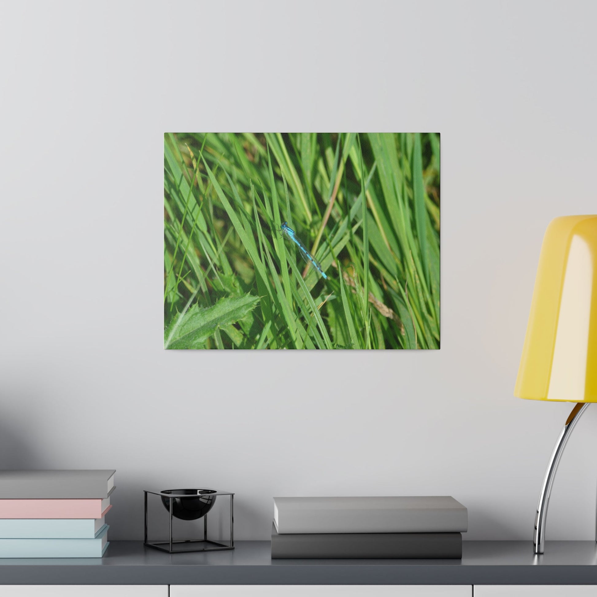 Blue Damselfly Resting, Matte Canvas, Stretched, 0.75" - The Trio Synergize Group