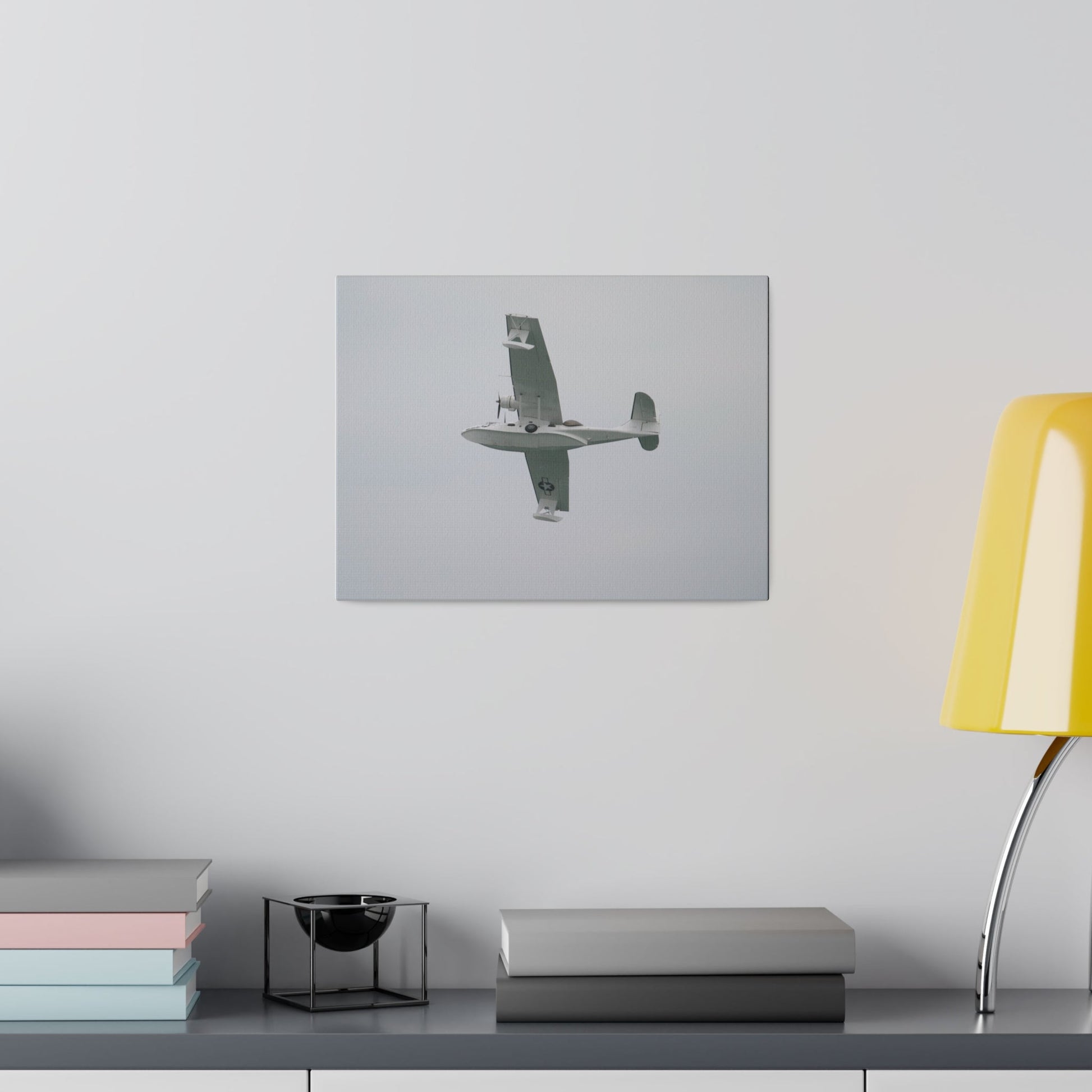 Catalina Flying From The Right, Banking Right, With A View Of The Undercarriage, Matte Canvas, Stretched, 0.75" - The Trio Synergize Group