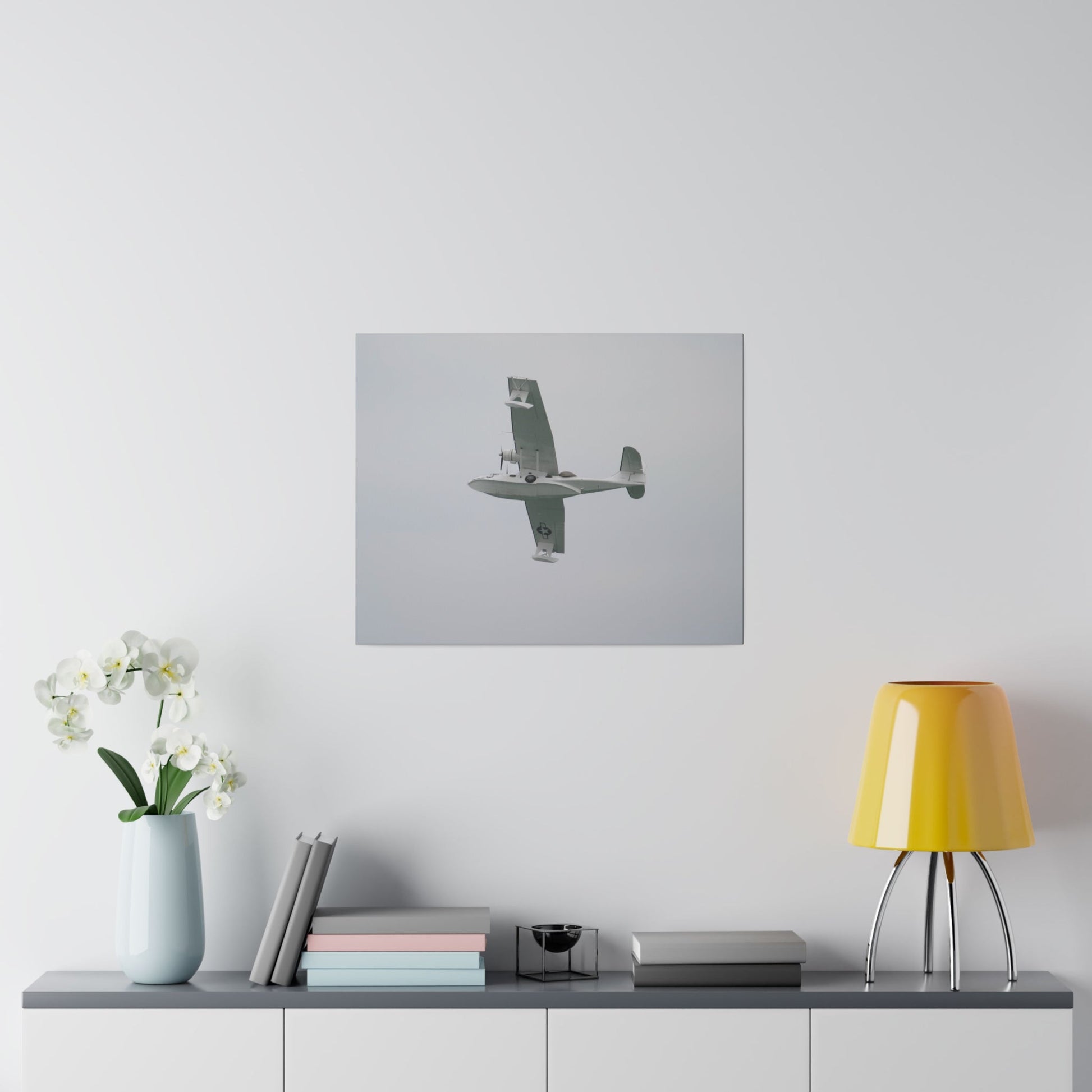 Catalina Flying From The Right, Banking Right, With A View Of The Undercarriage, Matte Canvas, Stretched, 0.75" - The Trio Synergize Group