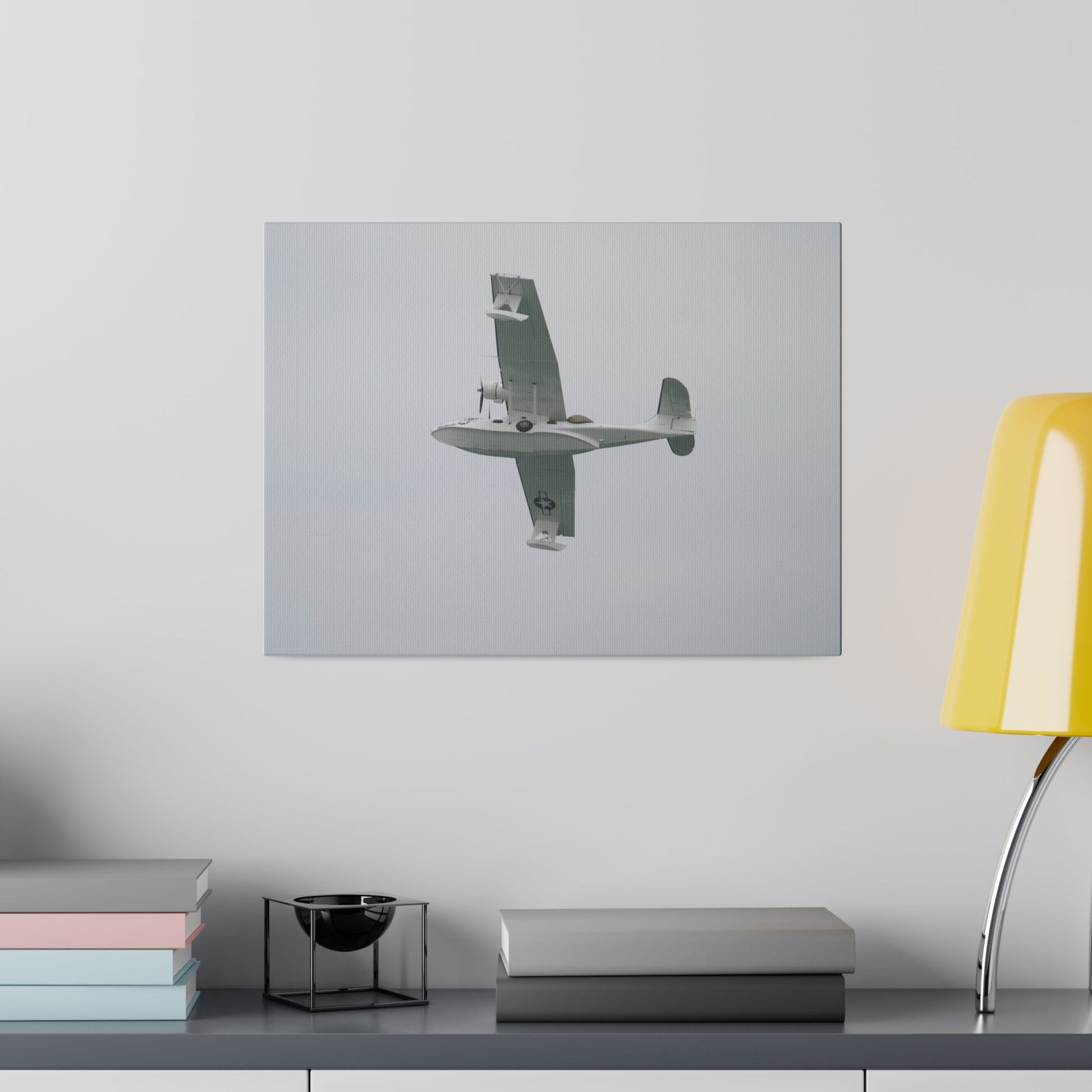 Catalina Flying From The Right, Banking Right, With A View Of The Undercarriage, Matte Canvas, Stretched, 0.75" - The Trio Synergize Group