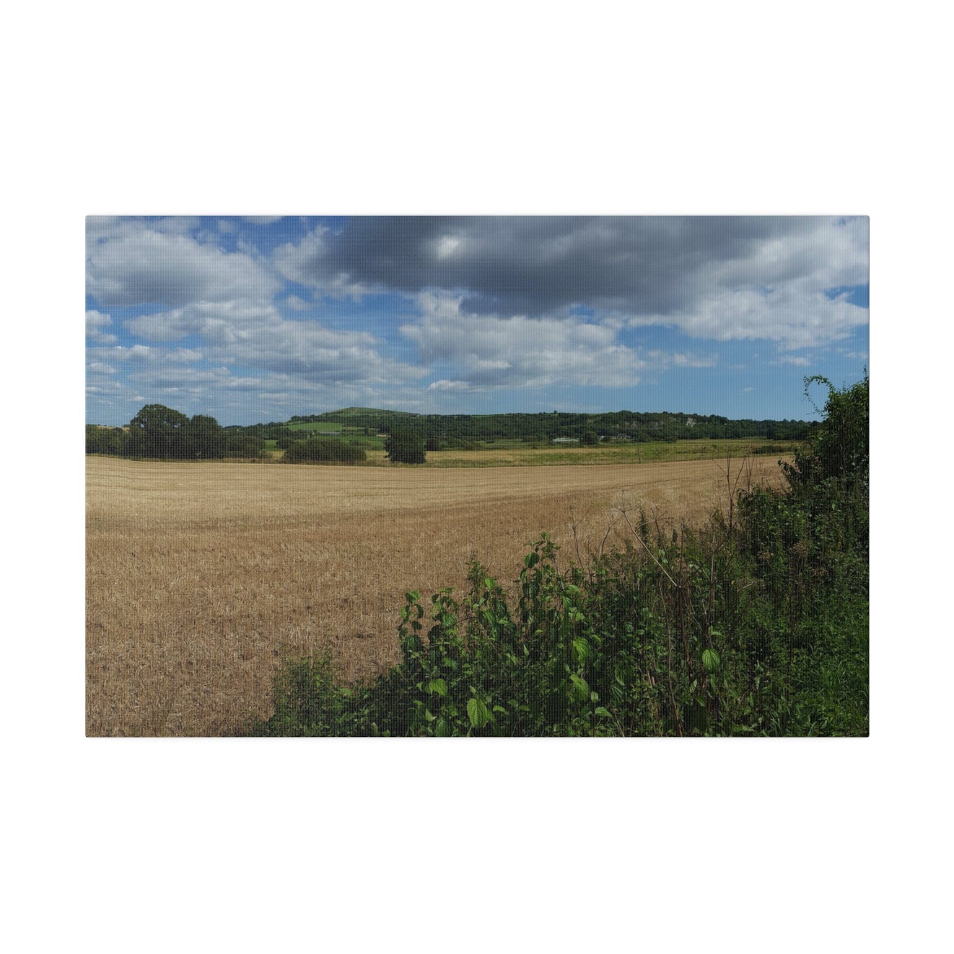 Countryside Landscape With Farm Land & Fluffy Clouds Canvas - The Trio Synergize Group