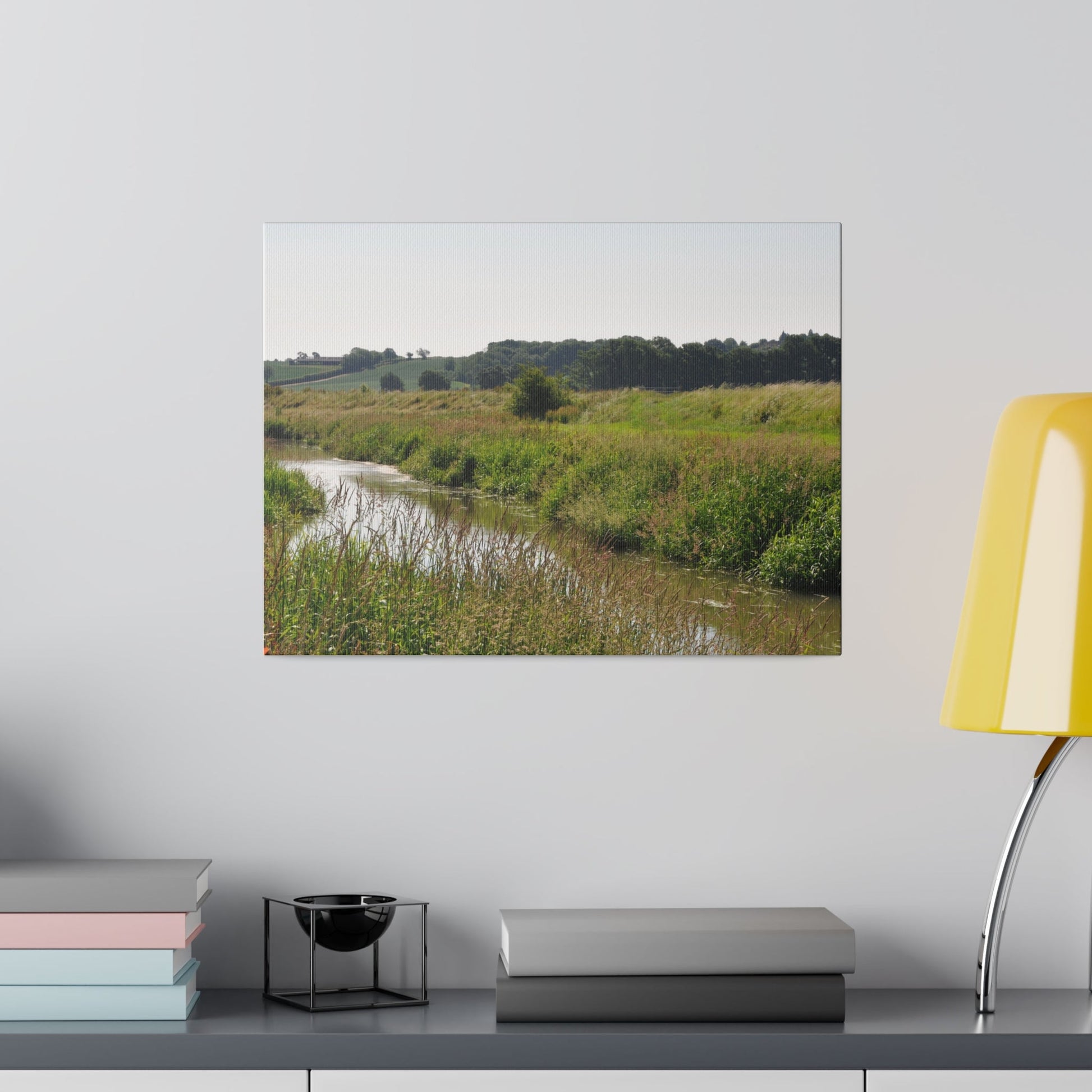 Countryside Landscape With A River, Matte Canvas, Stretched, 0.75" - The Trio Synergize Group