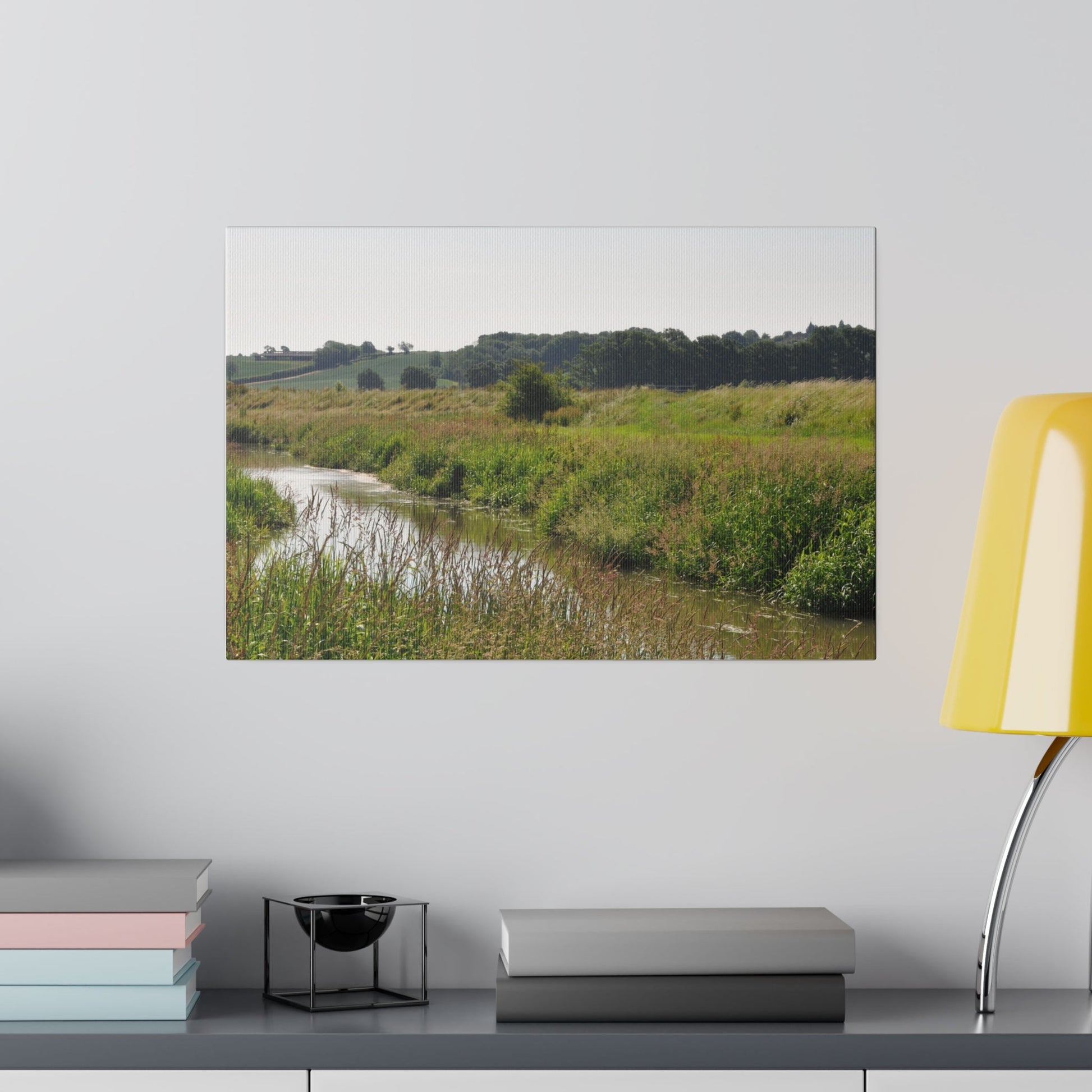 Countryside Landscape With A River, Matte Canvas, Stretched, 0.75" - The Trio Synergize Group