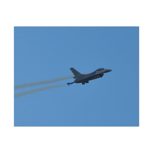 F16 Fighting Falcon Flying Right, Smoke, Side View Canvas - The Trio Synergize Group