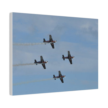 Four Blades Flying From The Left With Smoke In Formation, Matte Canvas, Stretched, 0.75" - The Trio Synergize Group