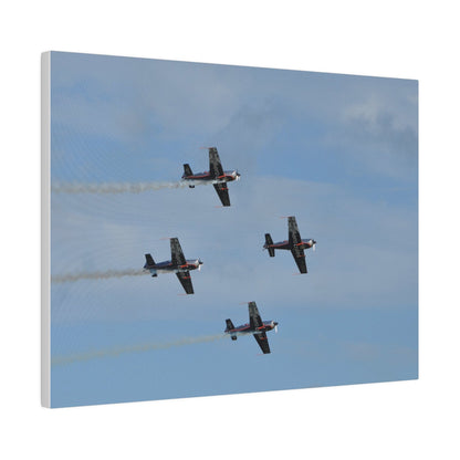 Four Blades Flying From The Left With Smoke In Formation, Matte Canvas, Stretched, 0.75" - The Trio Synergize Group
