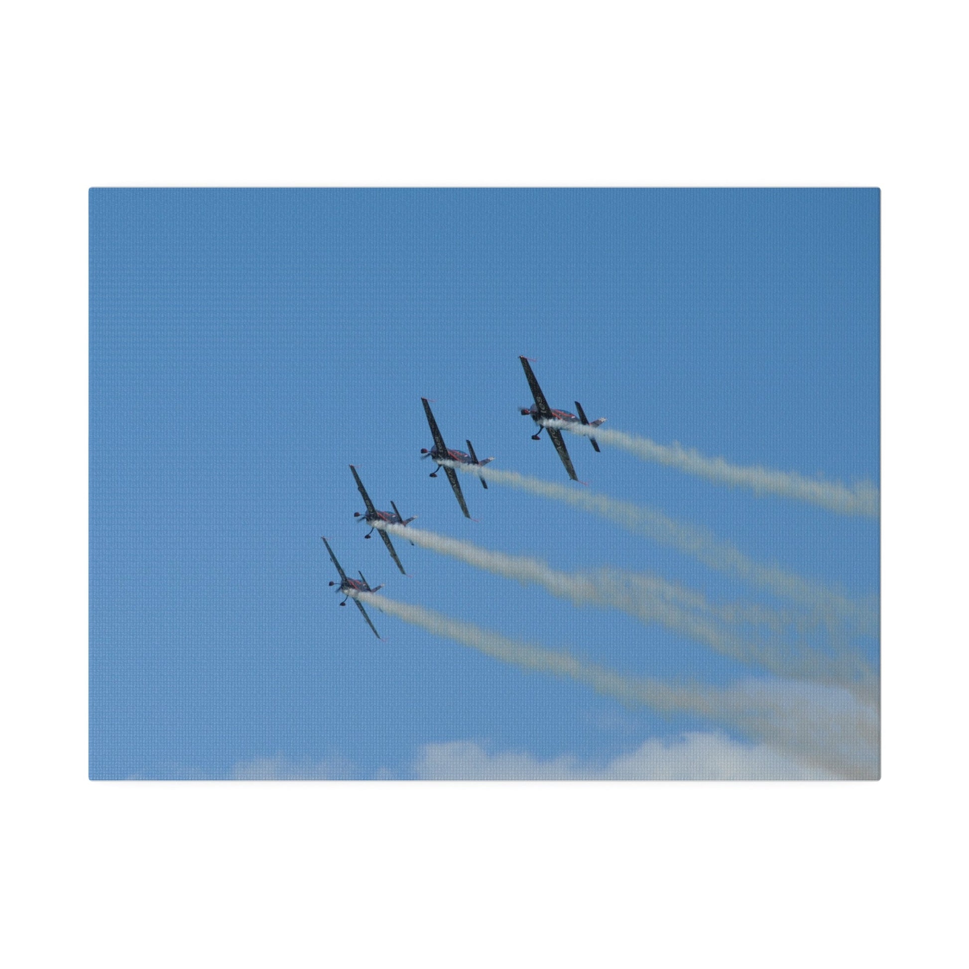 Four Blades Flying From The Right With Smoke In Formation, Matte Canvas, Stretched, 0.75" - The Trio Synergize Group
