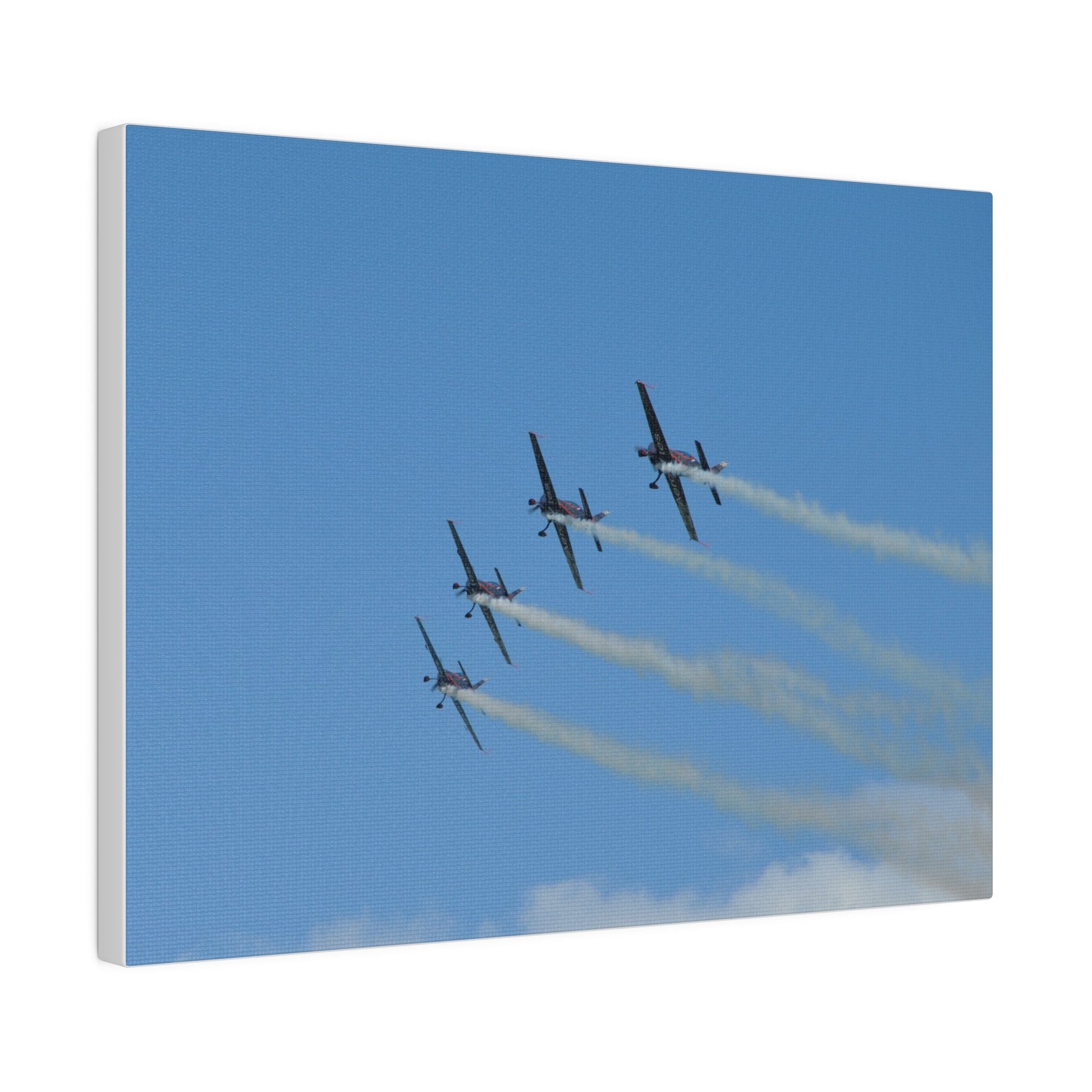 Four Blades Flying From The Right With Smoke In Formation, Matte Canvas, Stretched, 0.75" - The Trio Synergize Group