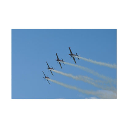 Four Blades Flying From The Right With Smoke In Formation, Matte Canvas, Stretched, 0.75" - The Trio Synergize Group