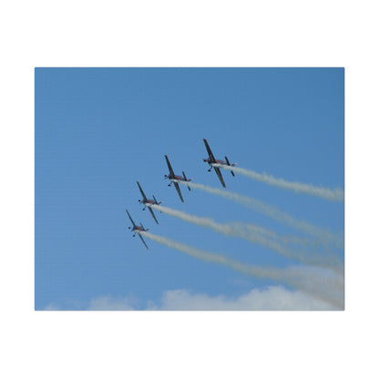 Four Blades Flying From The Right With Smoke In Formation, Matte Canvas, Stretched, 0.75" - The Trio Synergize Group