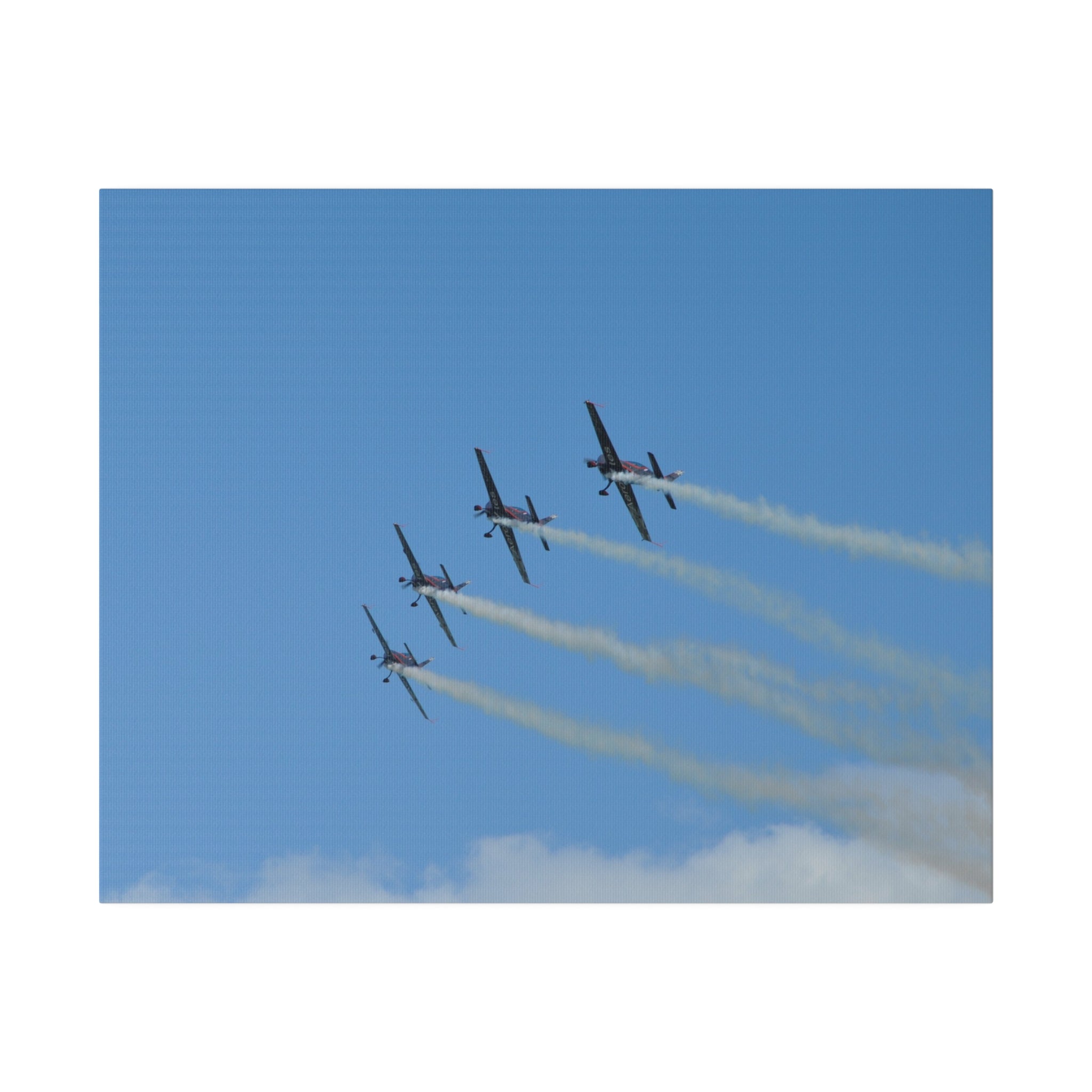 Four Blades Flying From The Right With Smoke In Formation, Matte Canvas, Stretched, 0.75" - The Trio Synergize Group