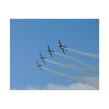 Four Blades Flying From The Right With Smoke In Formation, Matte Canvas, Stretched, 0.75" - The Trio Synergize Group