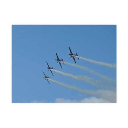 Four Blades Flying From The Right With Smoke In Formation, Matte Canvas, Stretched, 0.75" - The Trio Synergize Group