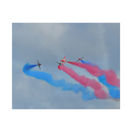 The Red Arrows, Four Breaking Formation Crossing Over Canvas - The Trio Synergize Group