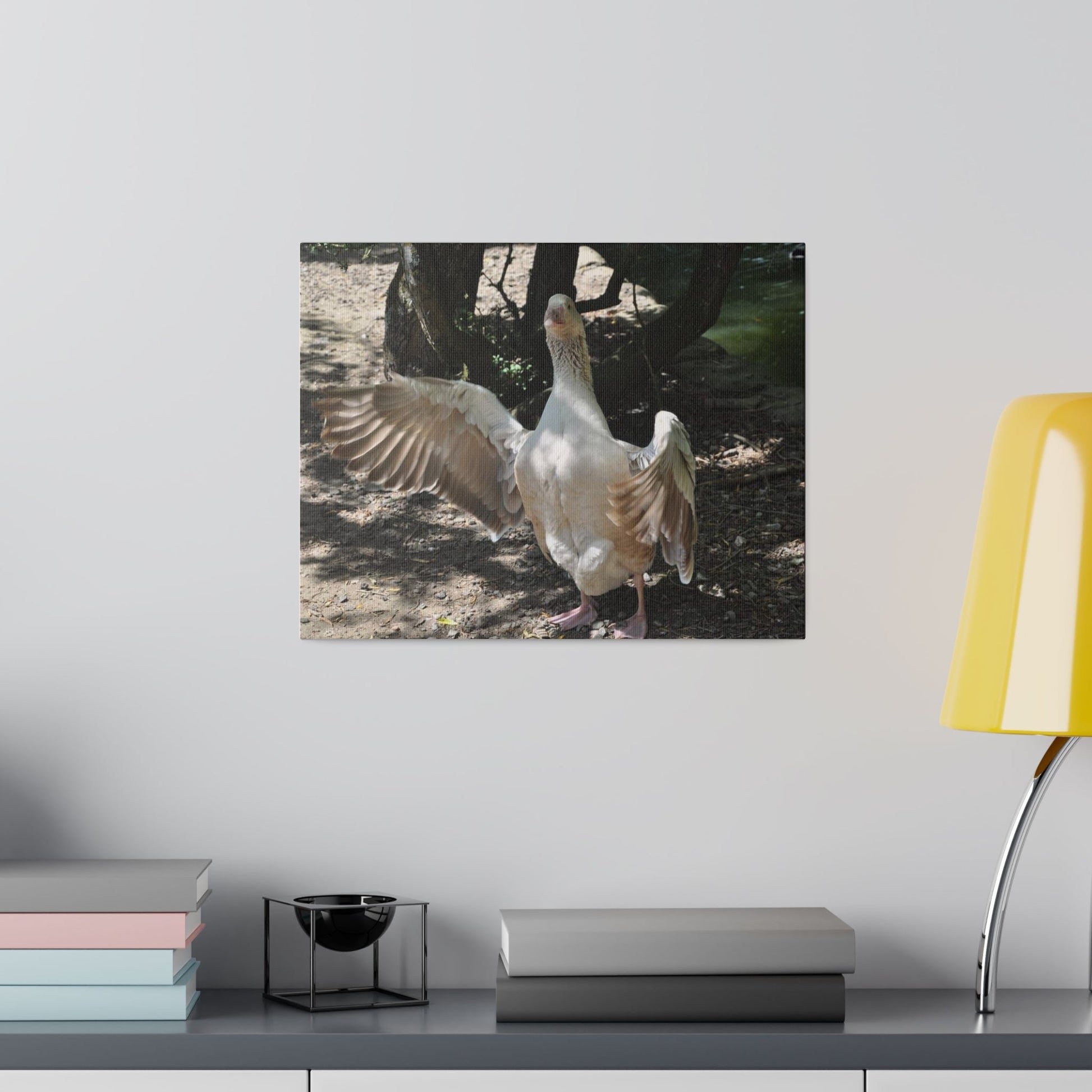 Goose With Wings Wide Open, Matte Canvas, Stretched, 0.75" - The Trio Synergize Group