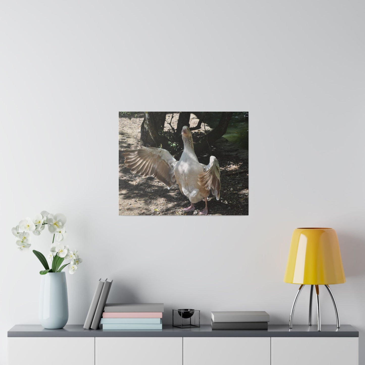 Goose With Wings Wide Open, Matte Canvas, Stretched, 0.75" - The Trio Synergize Group