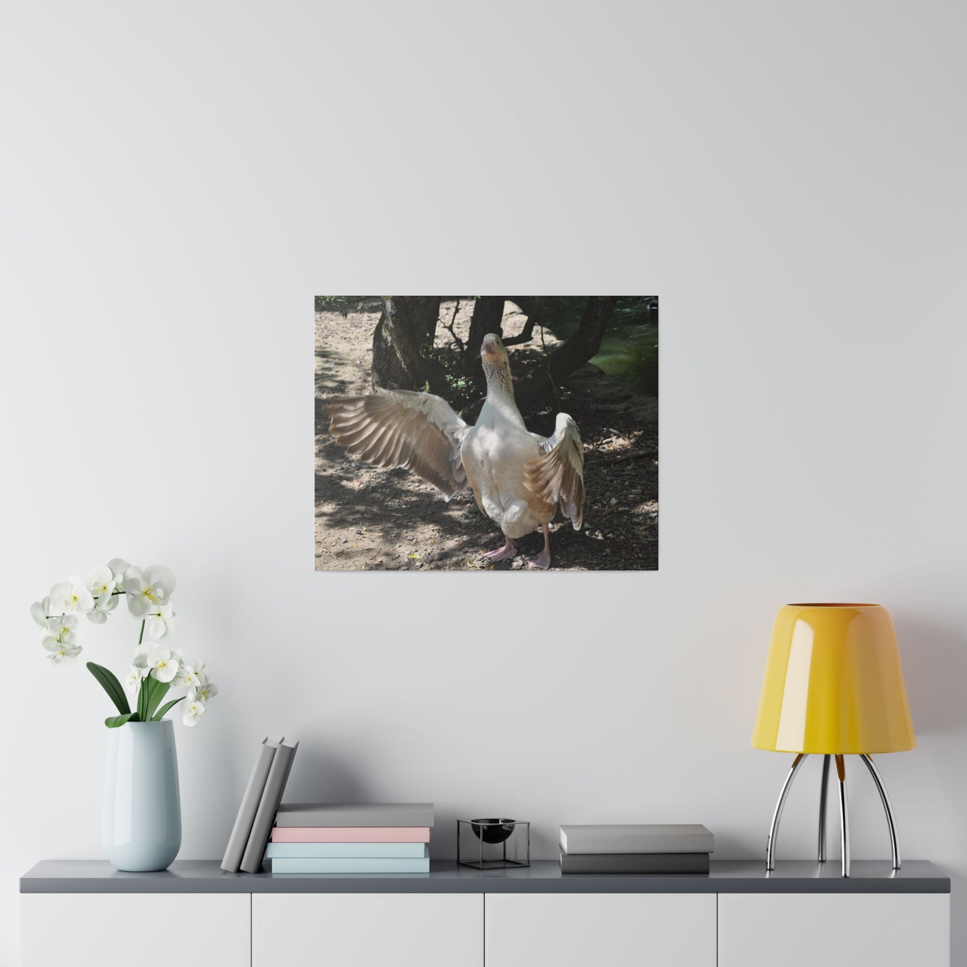 Goose With Wings Wide Open, Matte Canvas, Stretched, 0.75" - The Trio Synergize Group