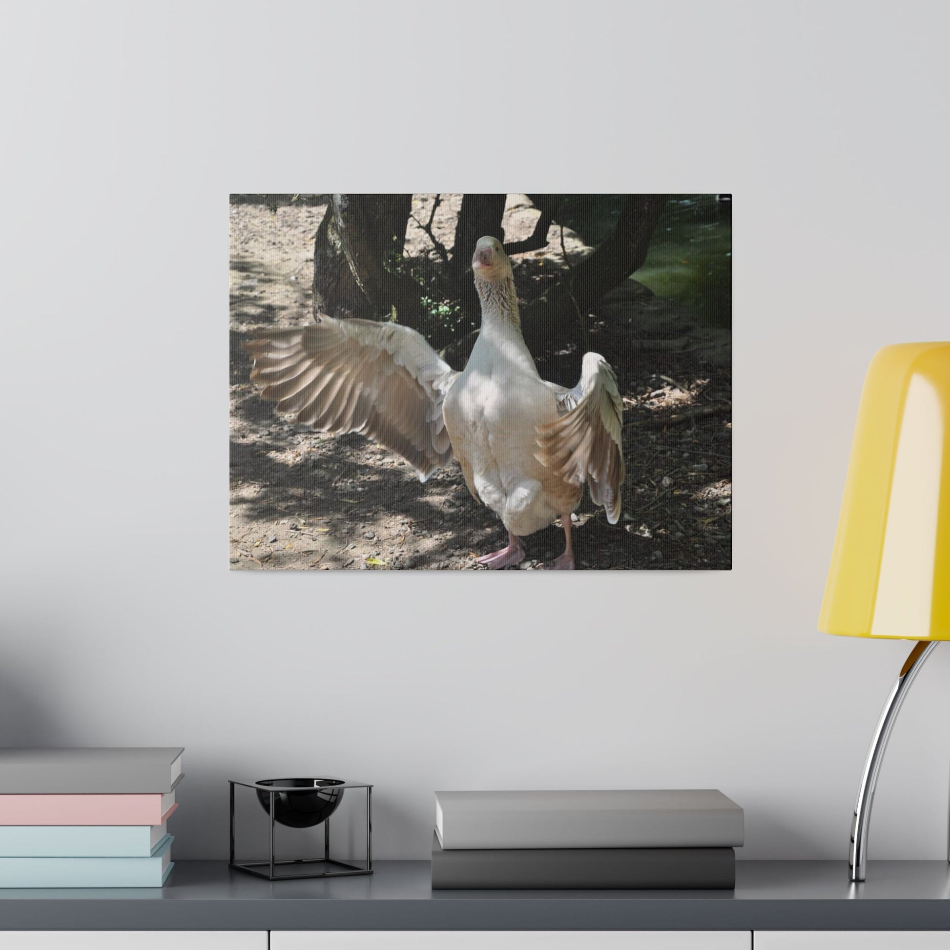 Goose With Wings Wide Open, Matte Canvas, Stretched, 0.75" - The Trio Synergize Group
