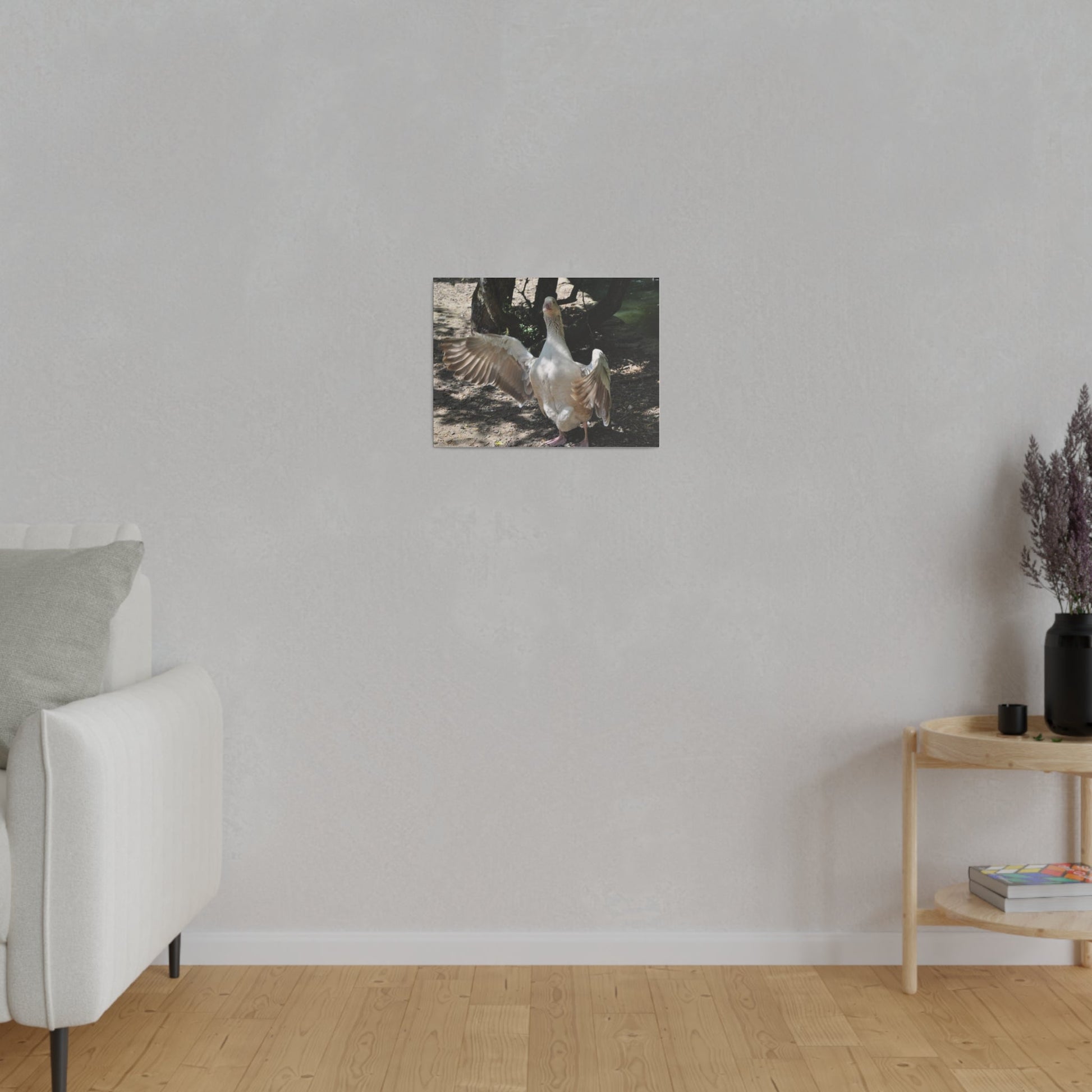 Goose With Wings Wide Open, Matte Canvas, Stretched, 0.75" - The Trio Synergize Group
