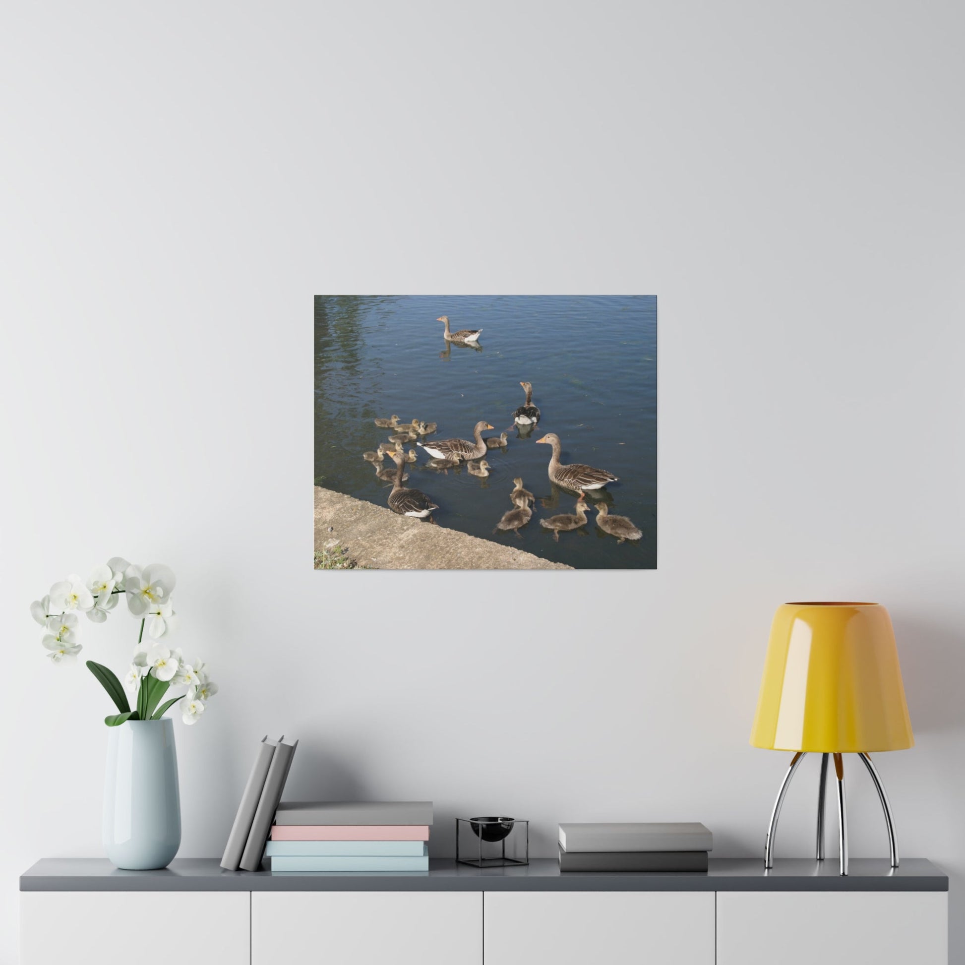 Goslings And Their Mothers, Matte Canvas, Stretched, 0.75" - The Trio Synergize Group