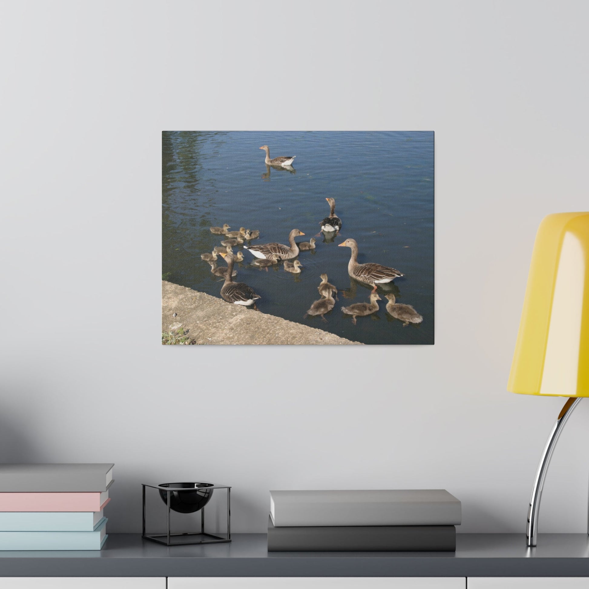 Goslings And Their Mothers, Matte Canvas, Stretched, 0.75" - The Trio Synergize Group