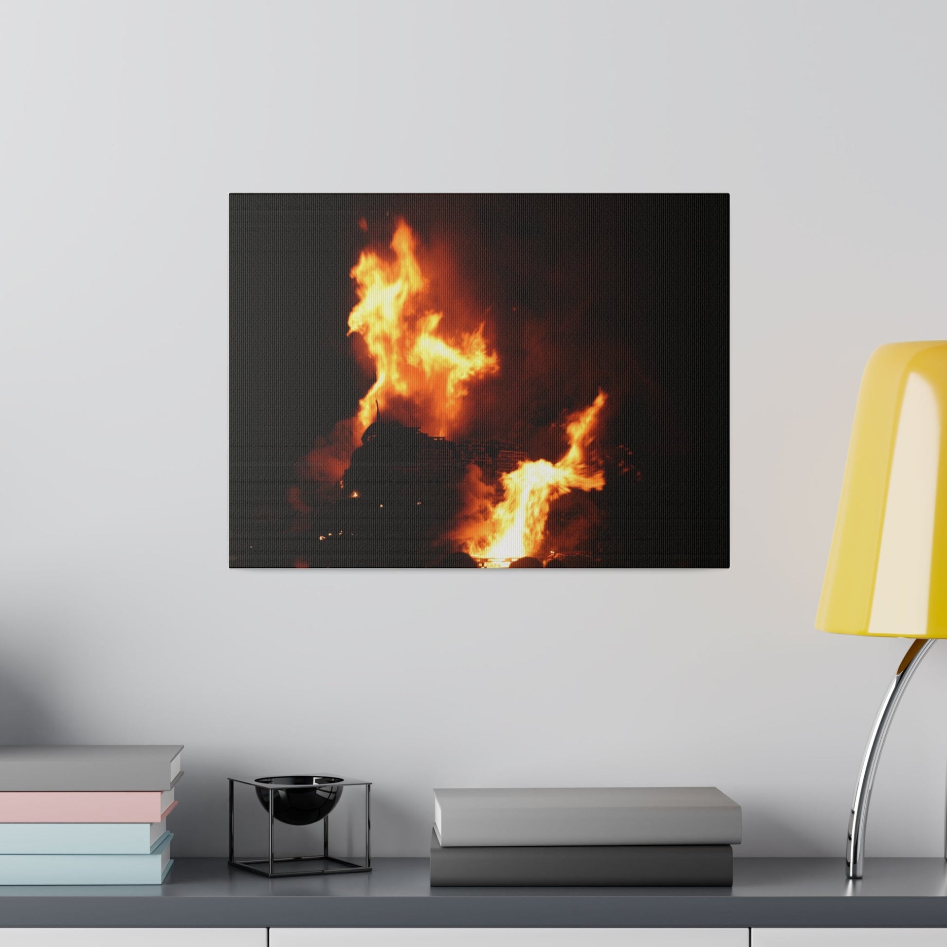 Hastings Bonfire, Flames Dancing, Matte Canvas, Stretched, 0.75" - The Trio Synergize Group