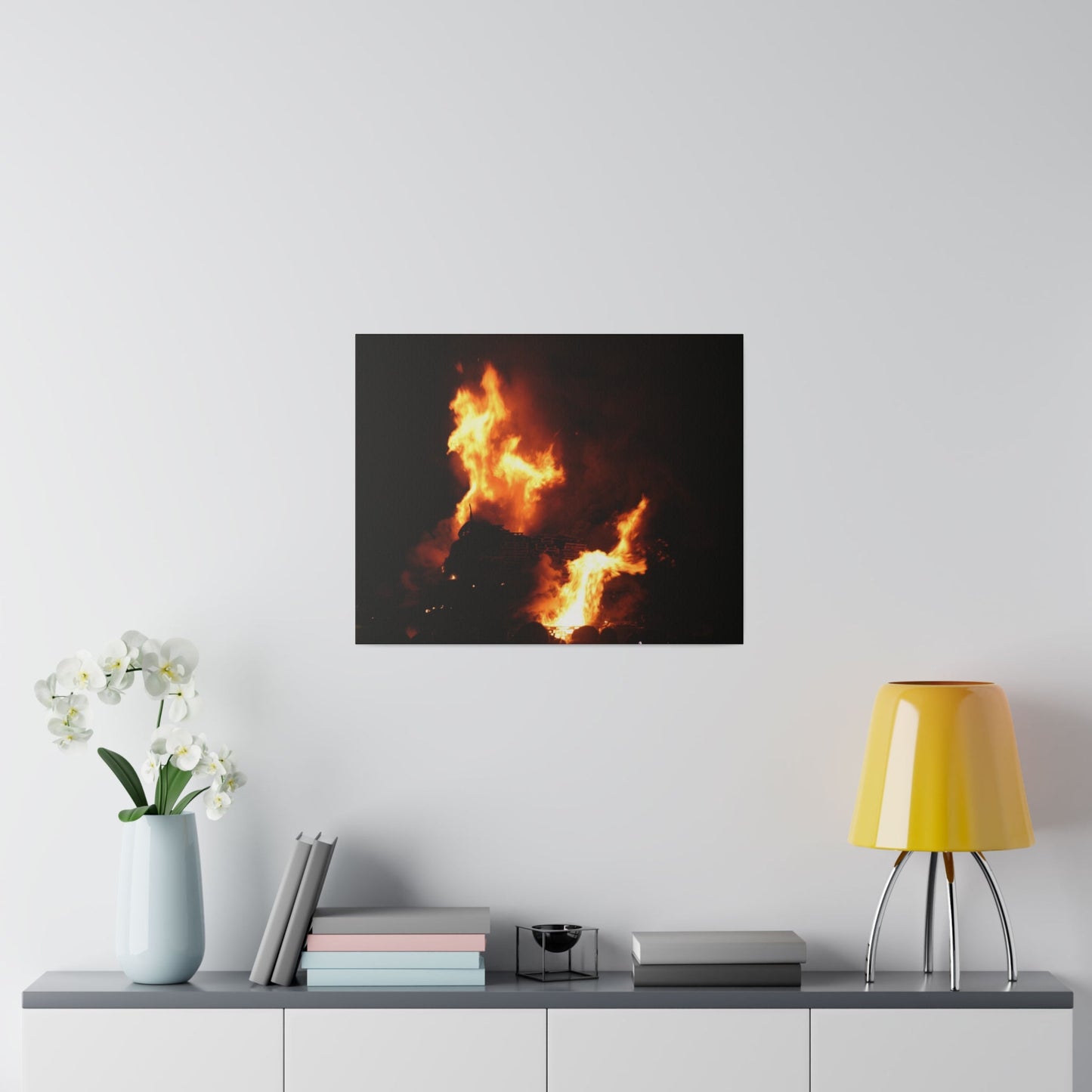 Hastings Bonfire, Flames Dancing, Matte Canvas, Stretched, 0.75" - The Trio Synergize Group