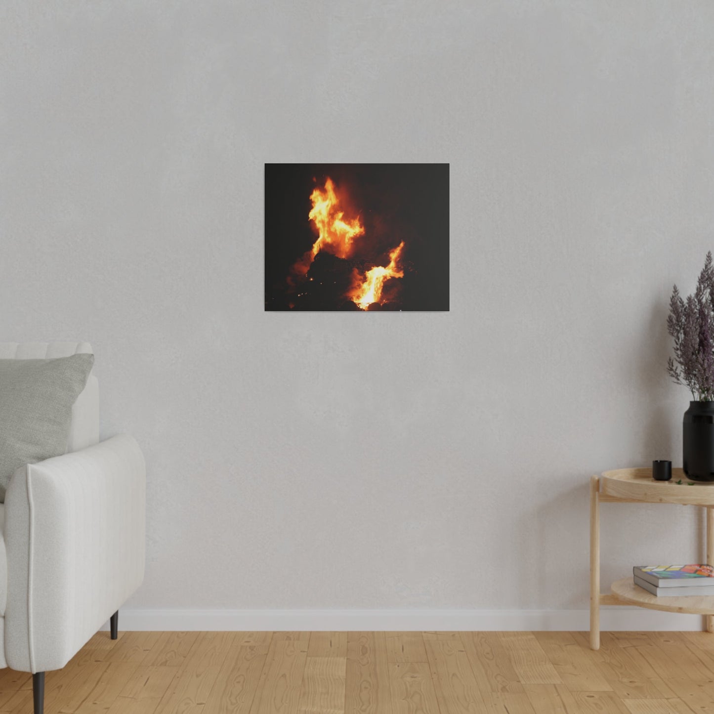 Hastings Bonfire, Flames Dancing, Matte Canvas, Stretched, 0.75" - The Trio Synergize Group
