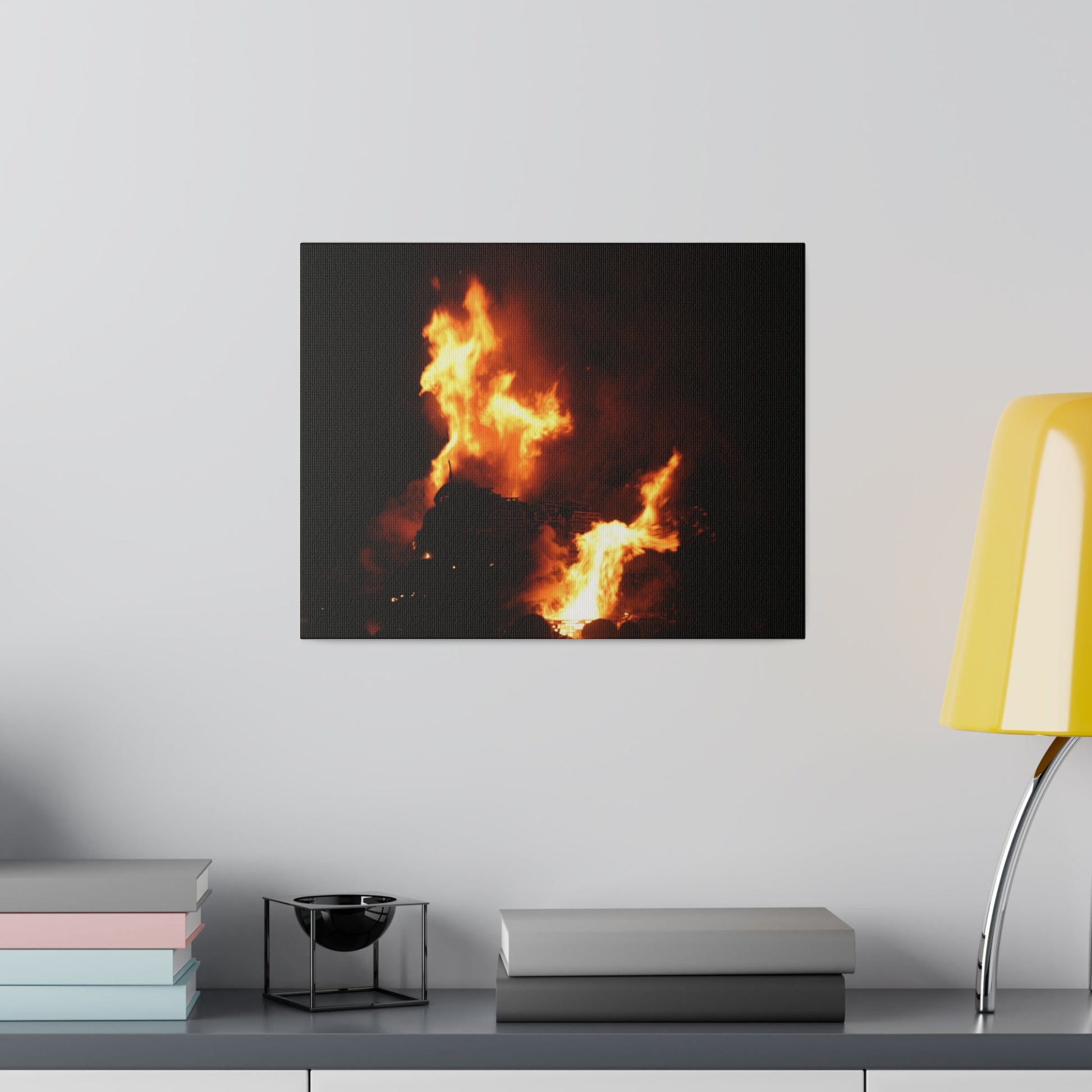 Hastings Bonfire, Flames Dancing, Matte Canvas, Stretched, 0.75" - The Trio Synergize Group