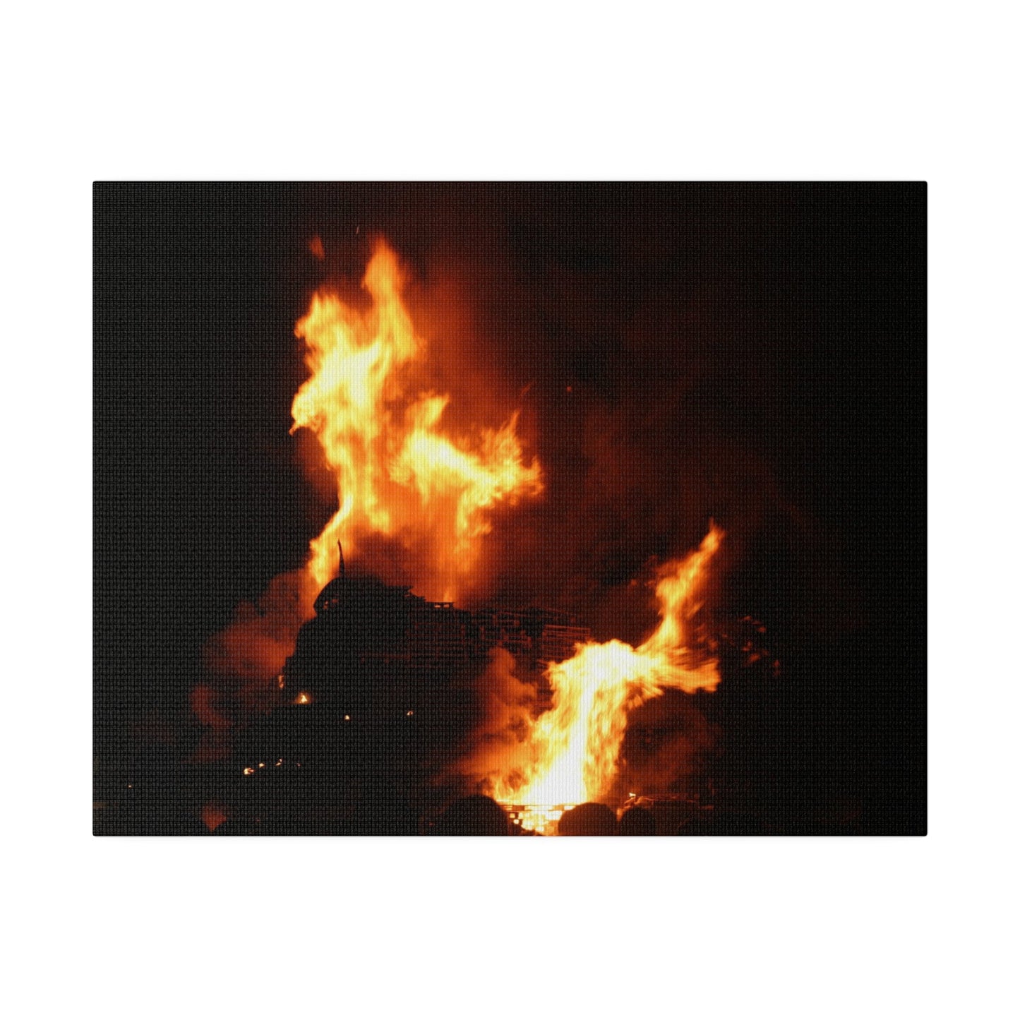 Hastings Bonfire, Flames Dancing, Matte Canvas, Stretched, 0.75" - The Trio Synergize Group