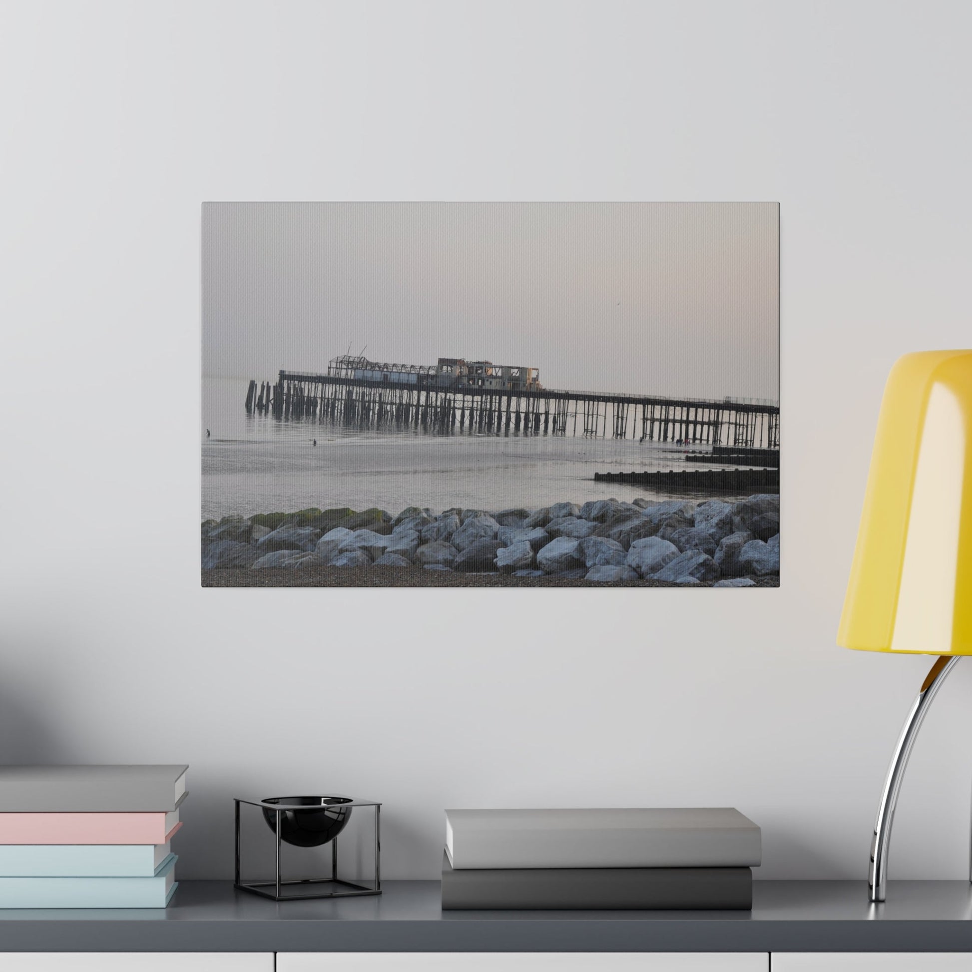 Hastings Pier Post Fire Sea Front, Matte Canvas, Stretched, 0.75" - The Trio Synergize Group