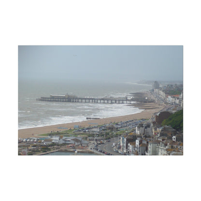 Hastings Sea Front From East - hill Steps And Old Pier Pre Fire, Matte Canvas, Stretched, 0.75" - The Trio Synergize Group