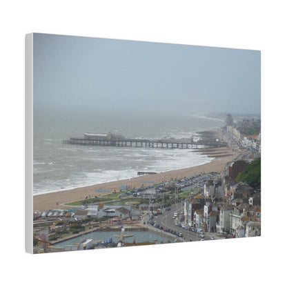 Hastings Sea Front From East - hill Steps And Old Pier Pre Fire, Matte Canvas, Stretched, 0.75" - The Trio Synergize Group