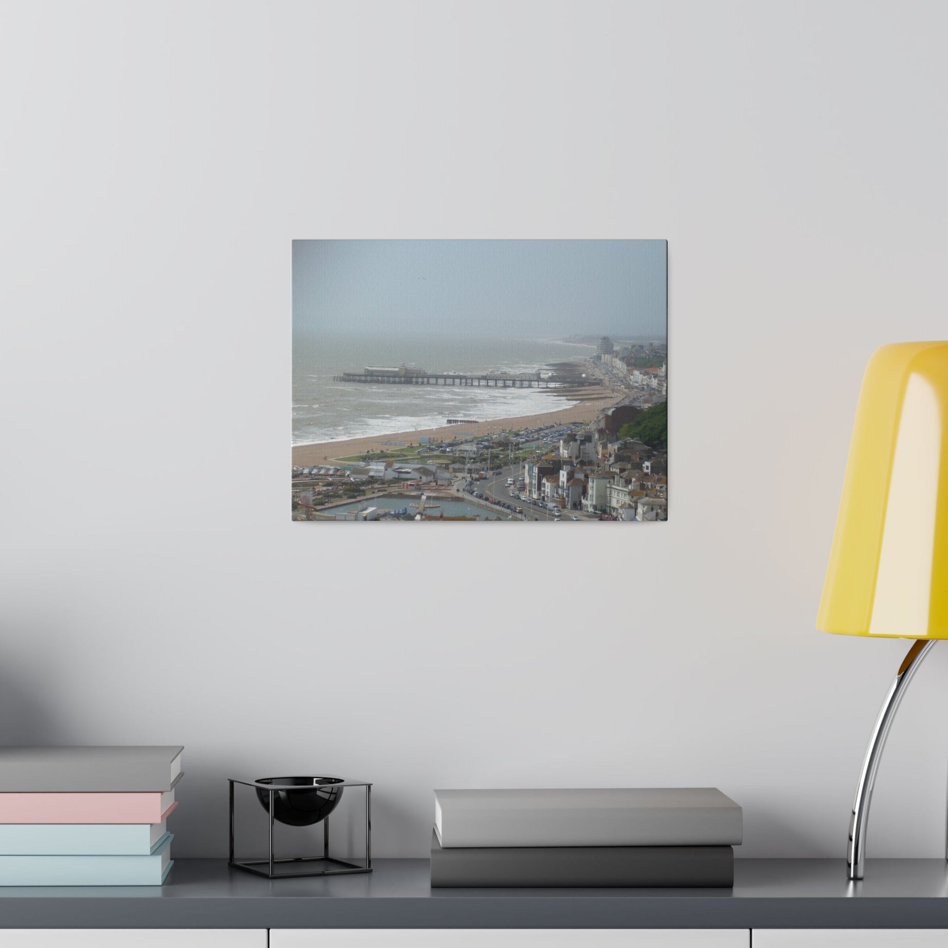Hastings Sea Front From East - hill Steps And Old Pier Pre Fire, Matte Canvas, Stretched, 0.75" - The Trio Synergize Group