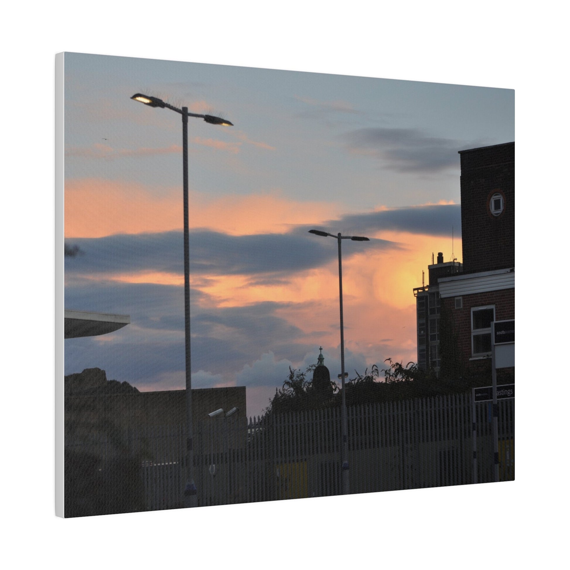 Hastings Train Station With Sunset And Nice Cloud Formation, Matte Canvas, Stretched, 0.75" - The Trio Synergize Group