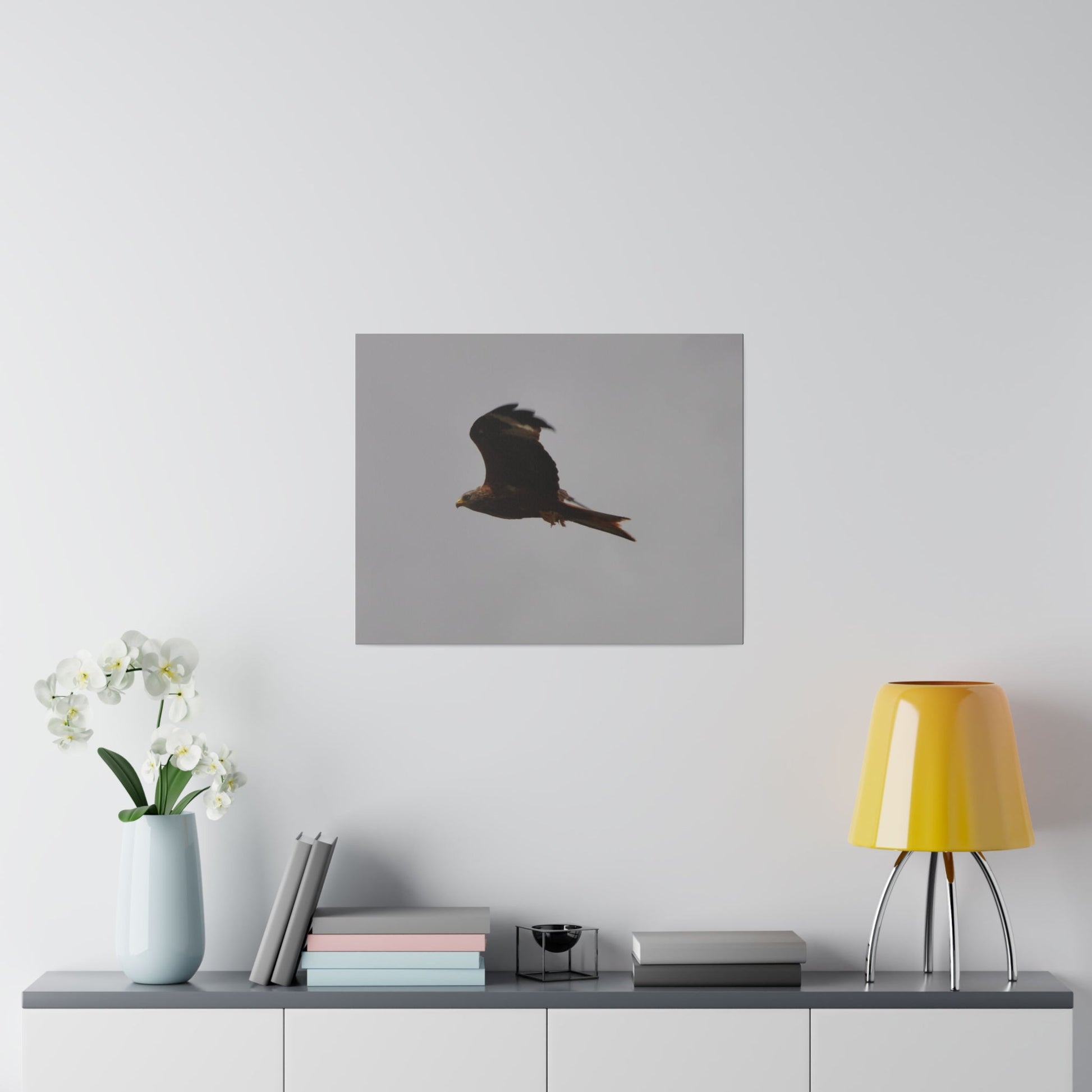 Hawk Flying With A Chick In It's Claws, Matte Canvas, Stretched, 0.75" - The Trio Synergize Group