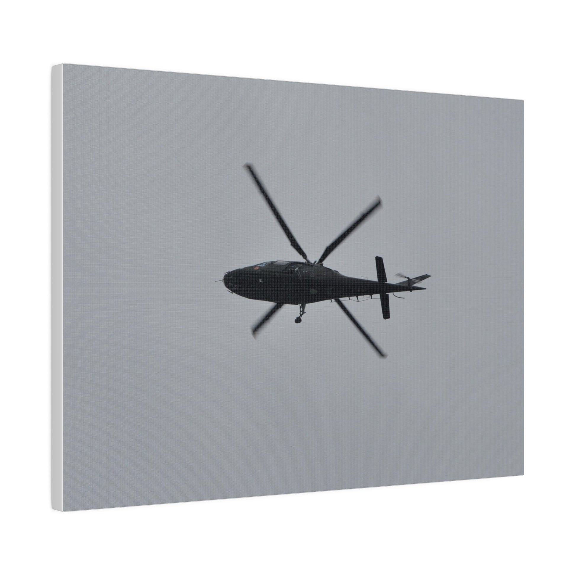 Lynx Helicopter Looping Around To The Right, With A View Of The Undercarriage, Matte Canvas, Stretched, 0.75" - The Trio Synergize Group