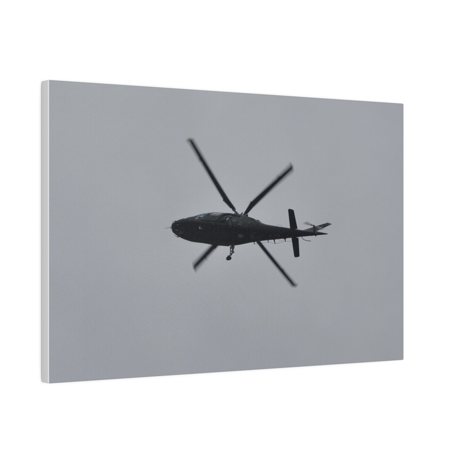 Lynx Helicopter Looping Around To The Right, With A View Of The Undercarriage, Matte Canvas, Stretched, 0.75" - The Trio Synergize Group