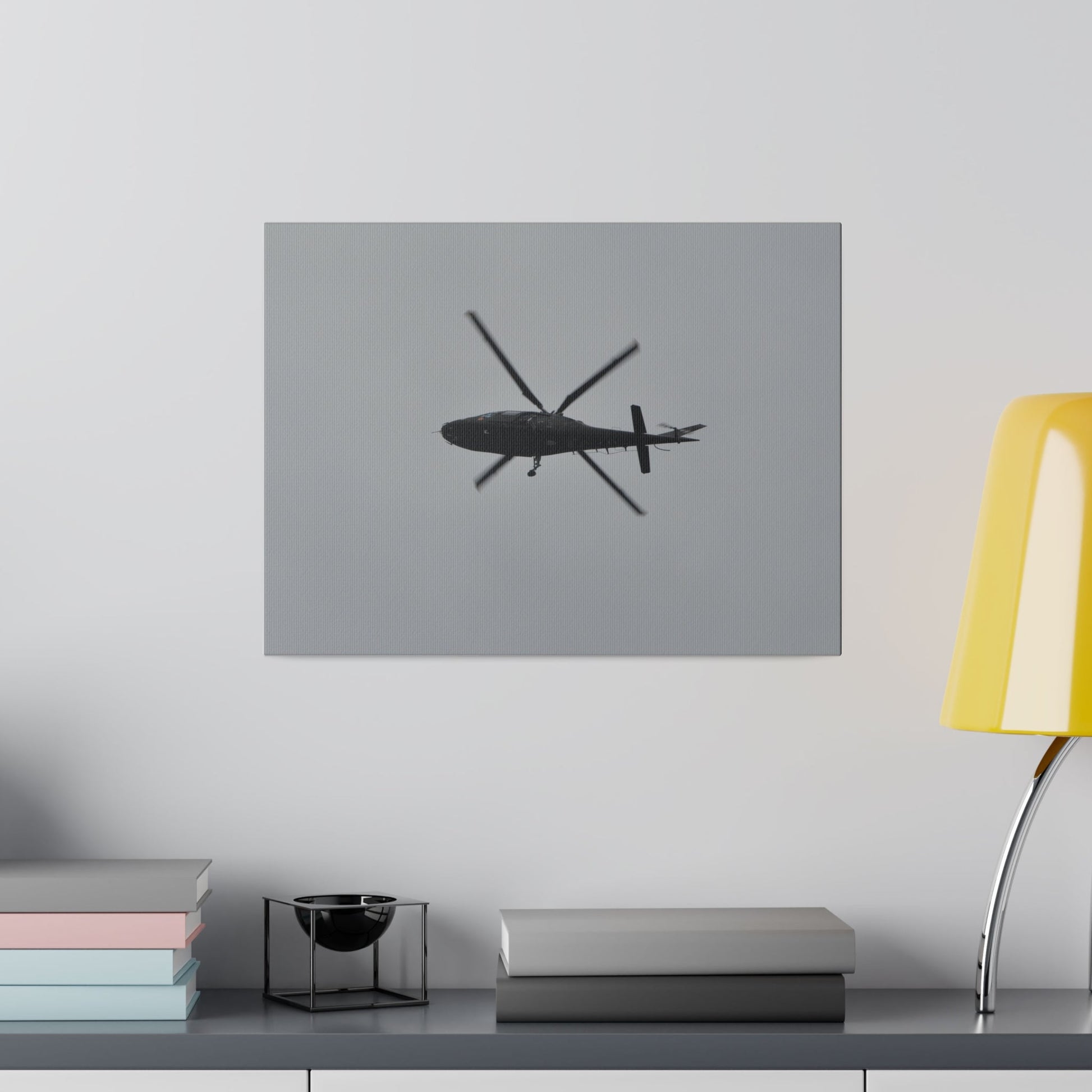 Lynx Helicopter Looping Around To The Right, With A View Of The Undercarriage, Matte Canvas, Stretched, 0.75" - The Trio Synergize Group