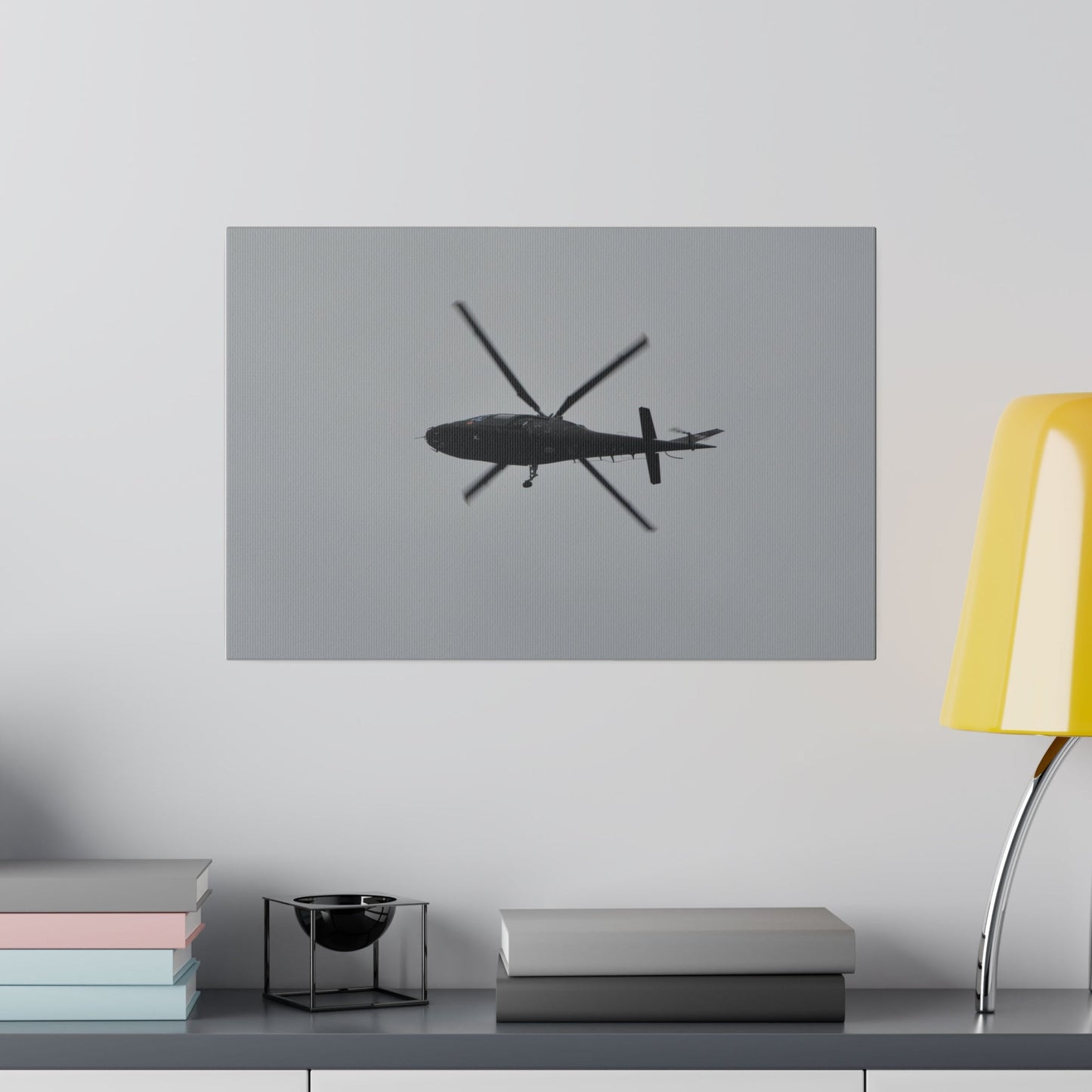 Lynx Helicopter Looping Around To The Right, With A View Of The Undercarriage, Matte Canvas, Stretched, 0.75" - The Trio Synergize Group