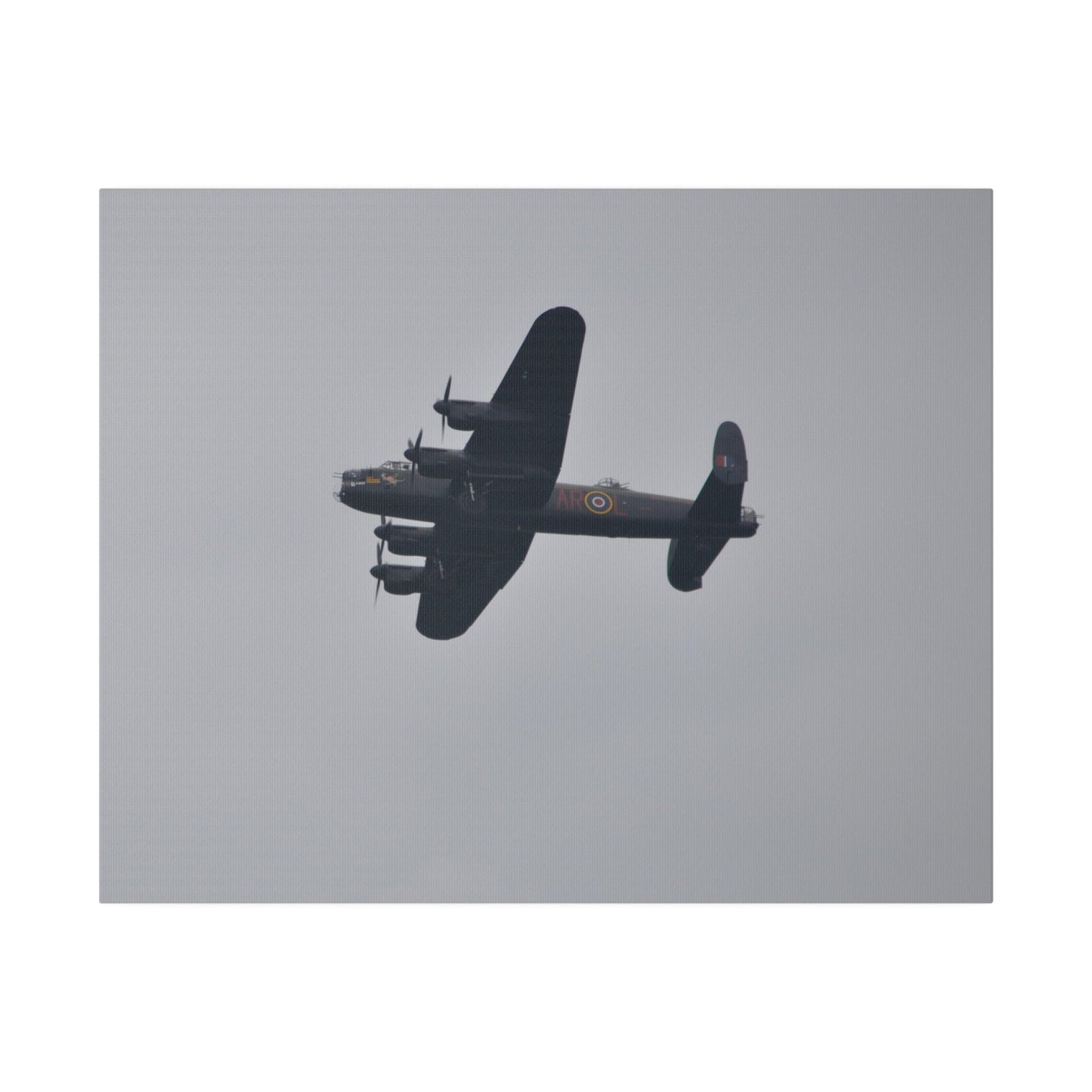 Memorial Flight Avro Lancaster Flying From The Right With A View Of The Undercarriage And Landing Gear Deployed, Matte Canvas, Stretched, 0.75" - The Trio Synergize Group