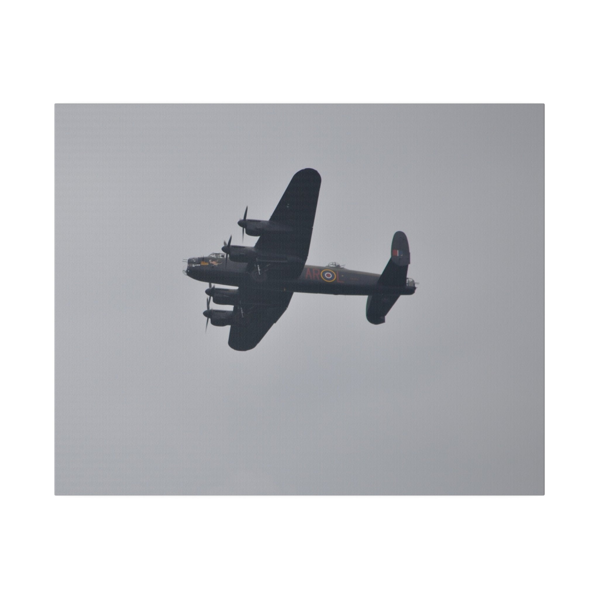 Memorial Flight Avro Lancaster Flying From The Right With A View Of The Undercarriage And Landing Gear Deployed, Matte Canvas, Stretched, 0.75" - The Trio Synergize Group
