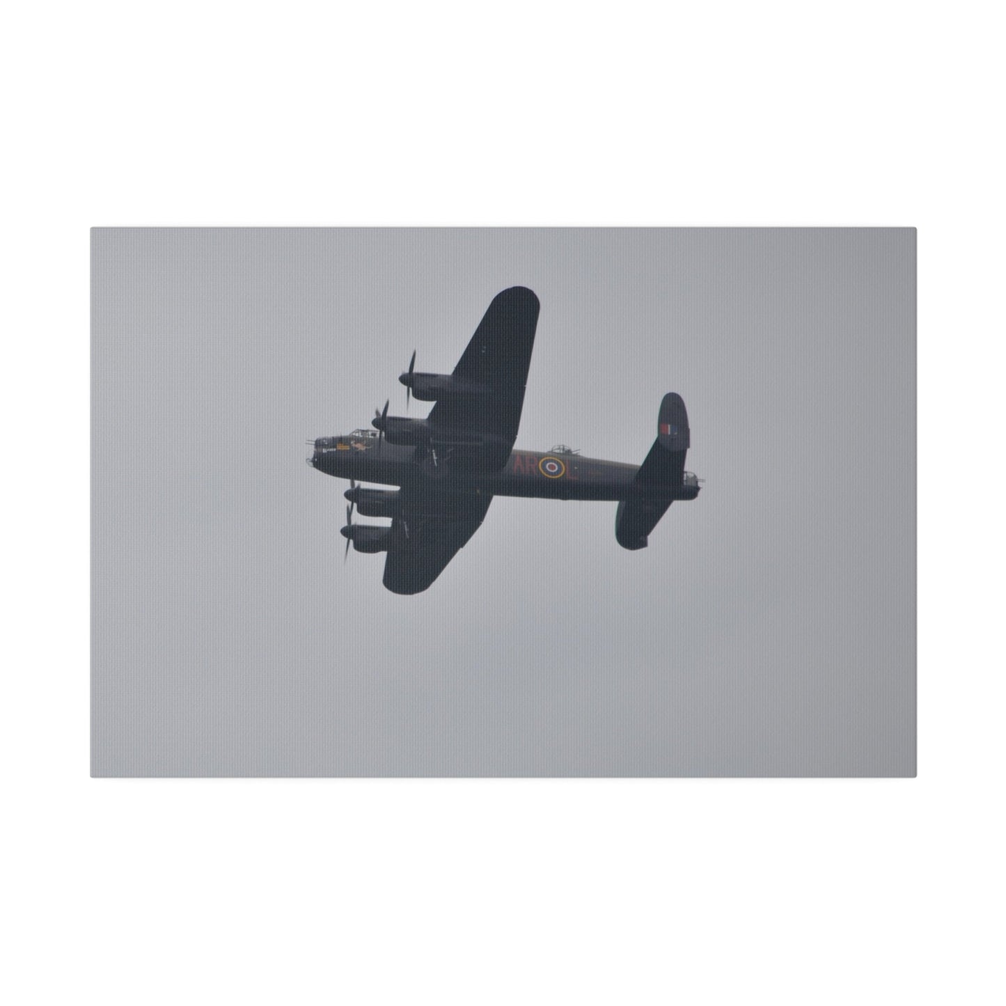 Memorial Flight Avro Lancaster Flying From The Right With A View Of The Undercarriage And Landing Gear Deployed, Matte Canvas, Stretched, 0.75" - The Trio Synergize Group
