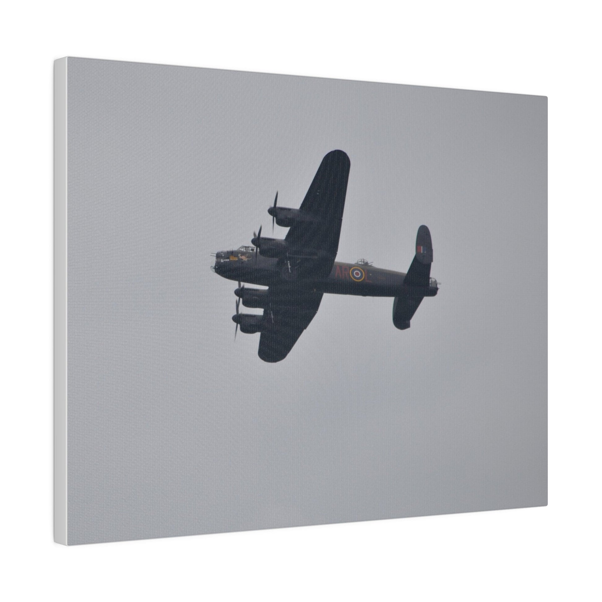 Memorial Flight Avro Lancaster Flying From The Right With A View Of The Undercarriage And Landing Gear Deployed, Matte Canvas, Stretched, 0.75" - The Trio Synergize Group