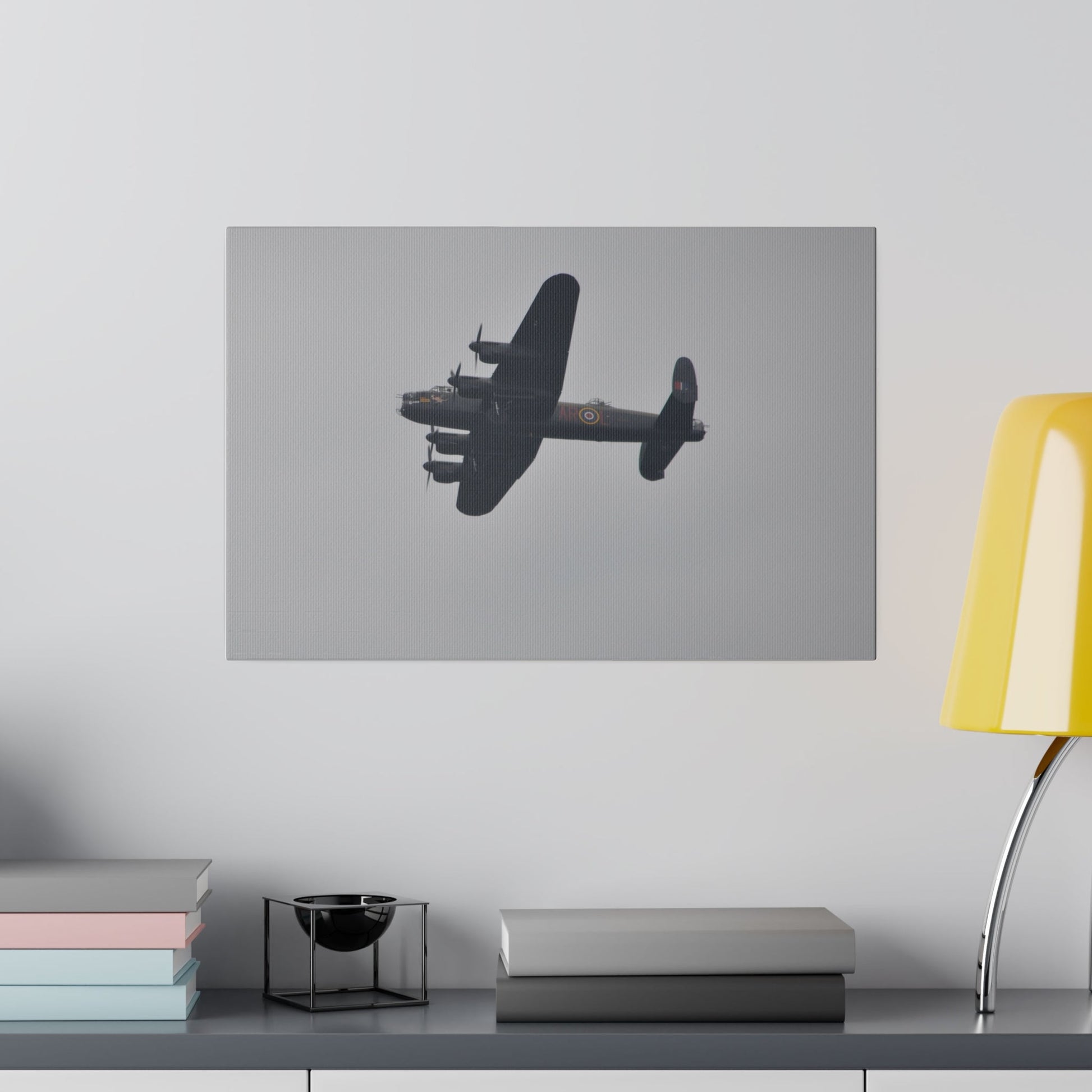 Memorial Flight Avro Lancaster Flying From The Right With A View Of The Undercarriage And Landing Gear Deployed, Matte Canvas, Stretched, 0.75" - The Trio Synergize Group