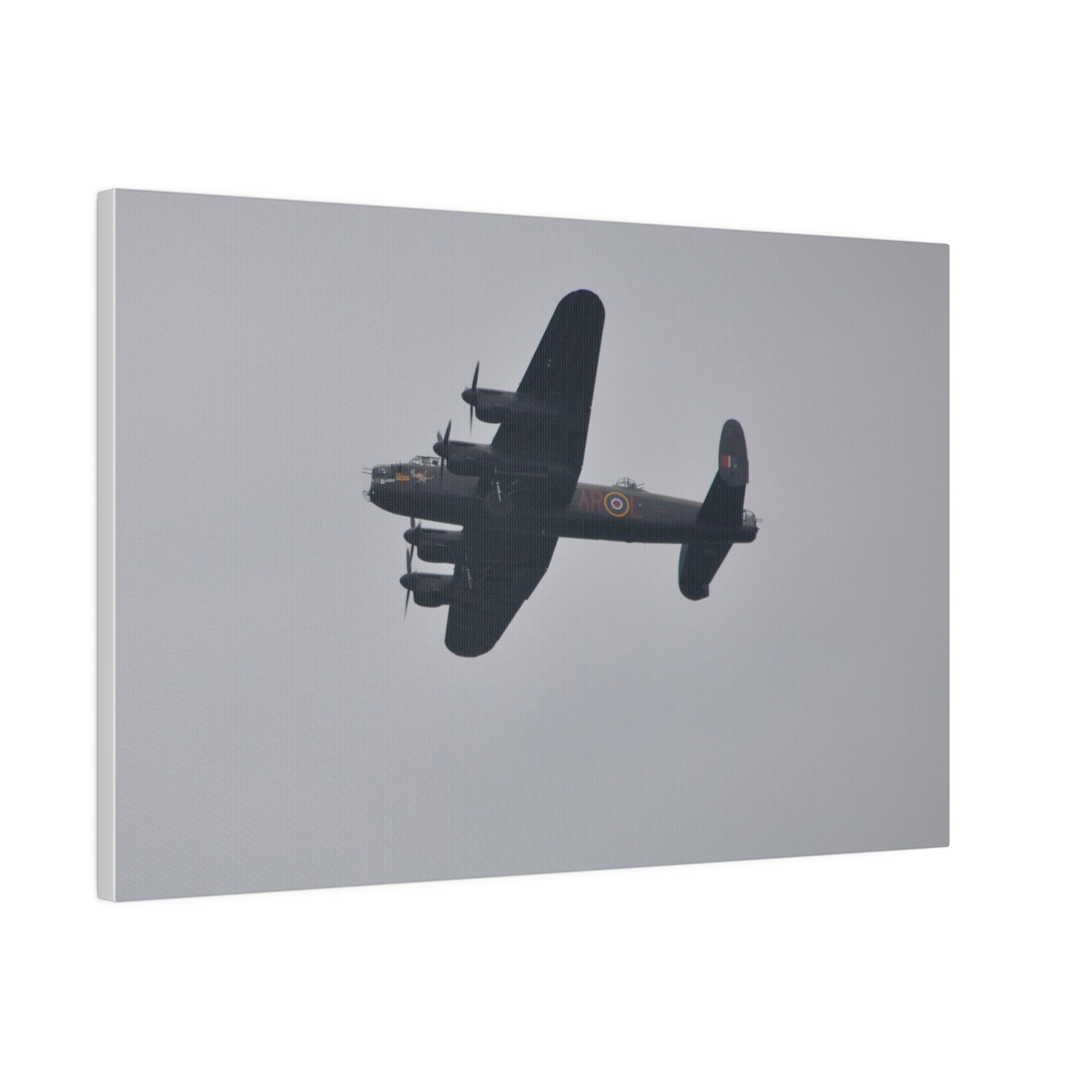 Memorial Flight Avro Lancaster Flying From The Right With A View Of The Undercarriage And Landing Gear Deployed, Matte Canvas, Stretched, 0.75" - The Trio Synergize Group