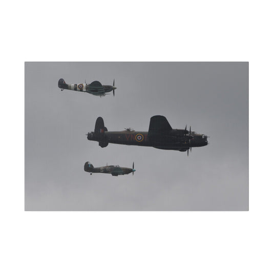 Memorial Flight Flying In Formation With A Side View Canvas - The Trio Synergize Group